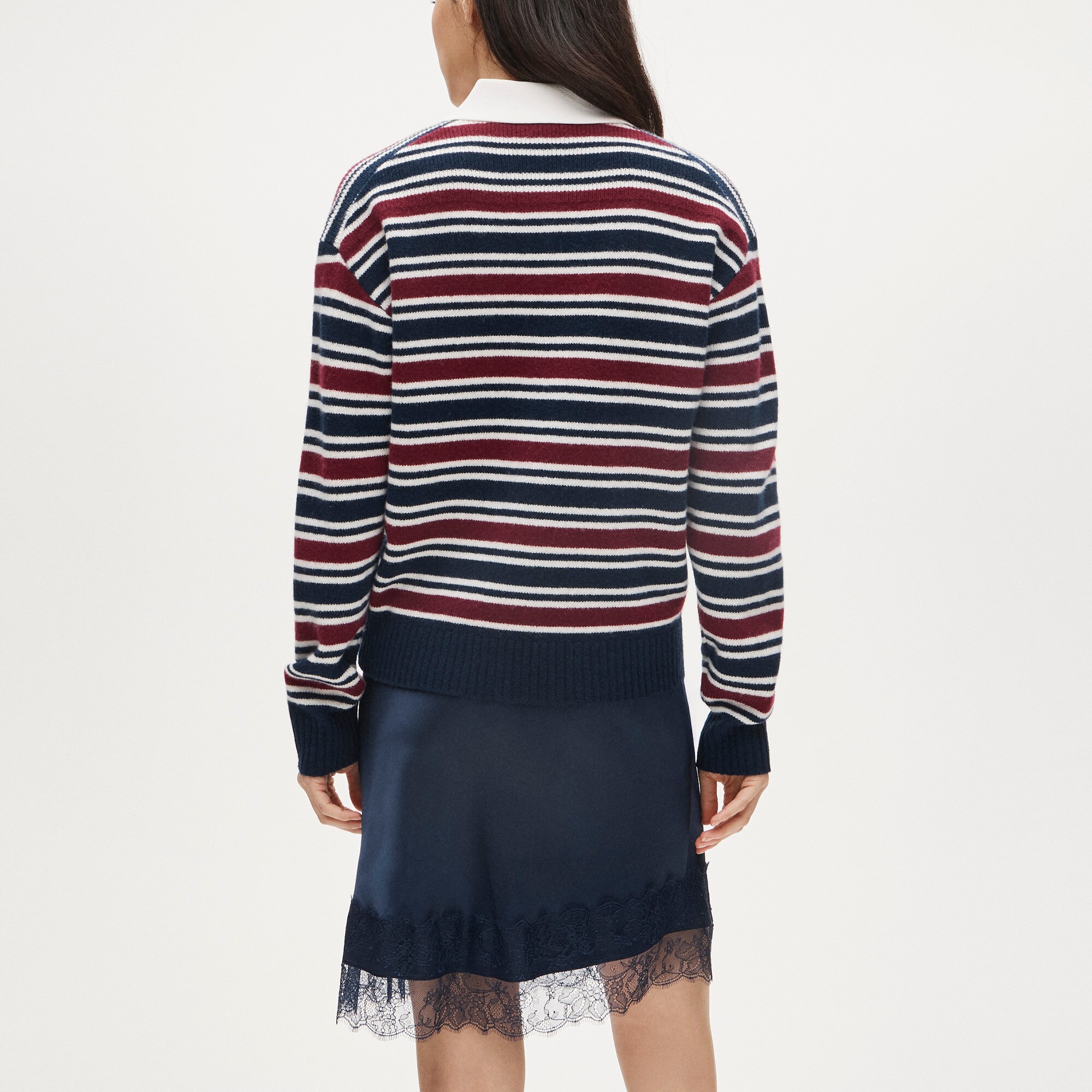 Relaxed sweater-polo in striped vintage wool