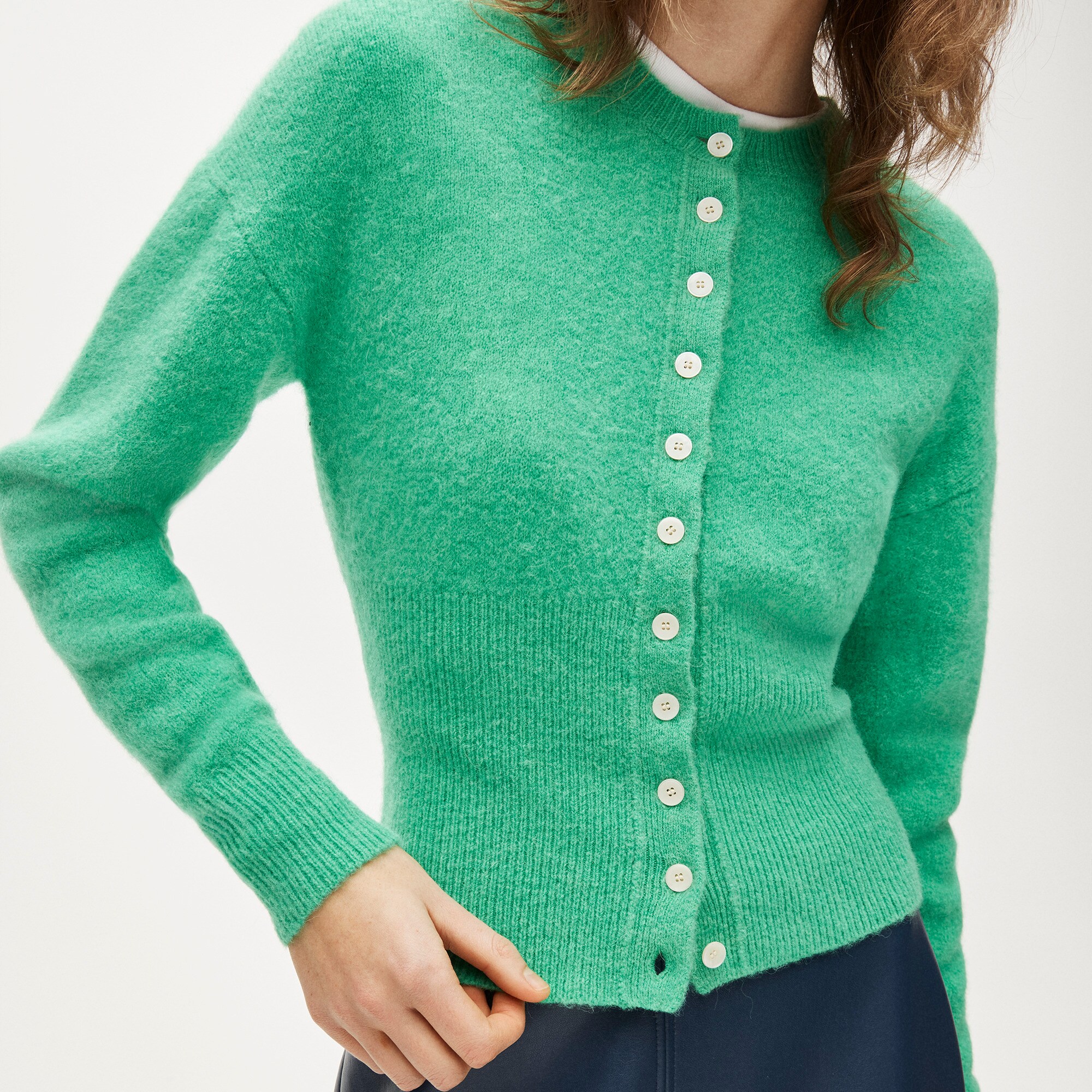 High rib cardigan in alpaca blend
