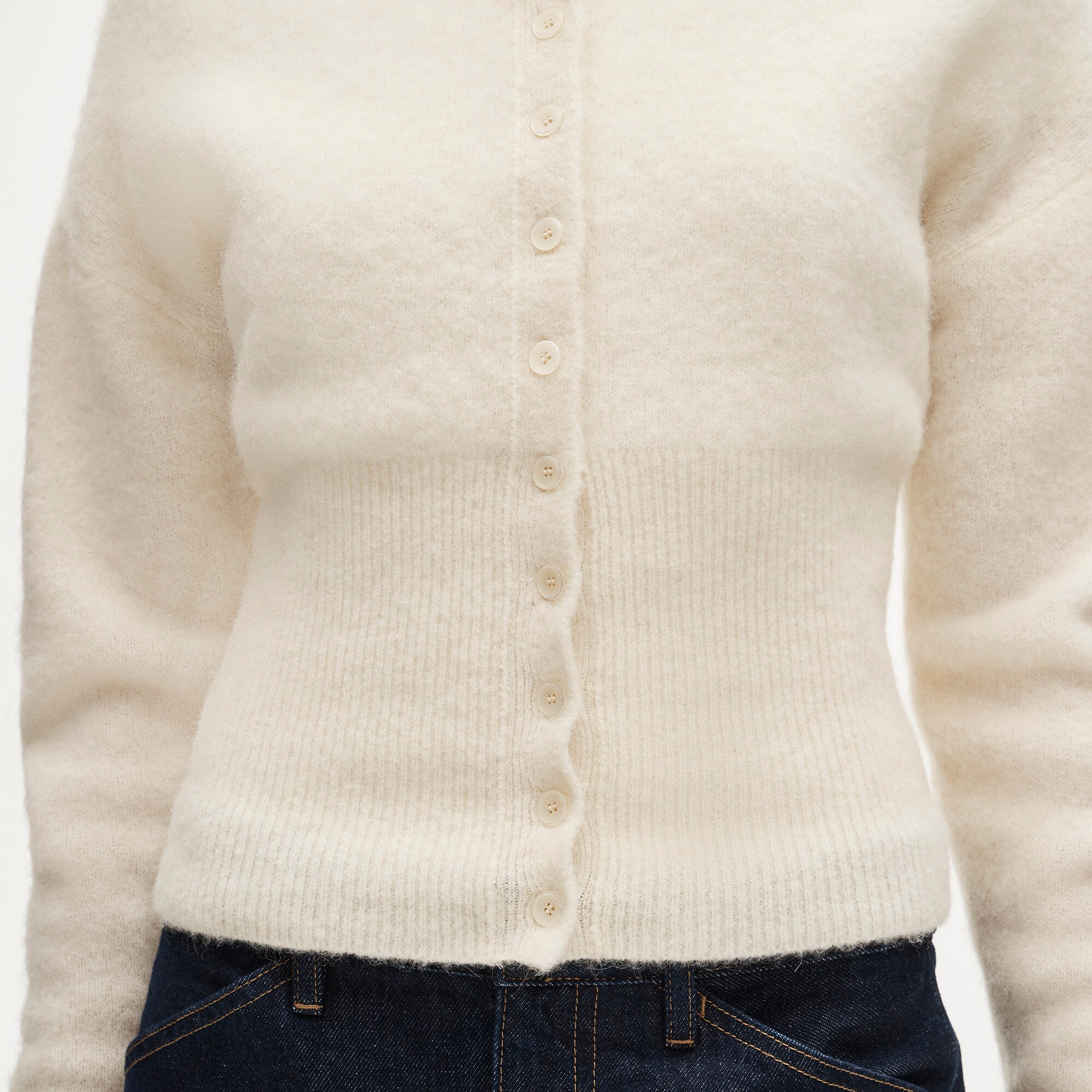High rib cardigan in alpaca blend