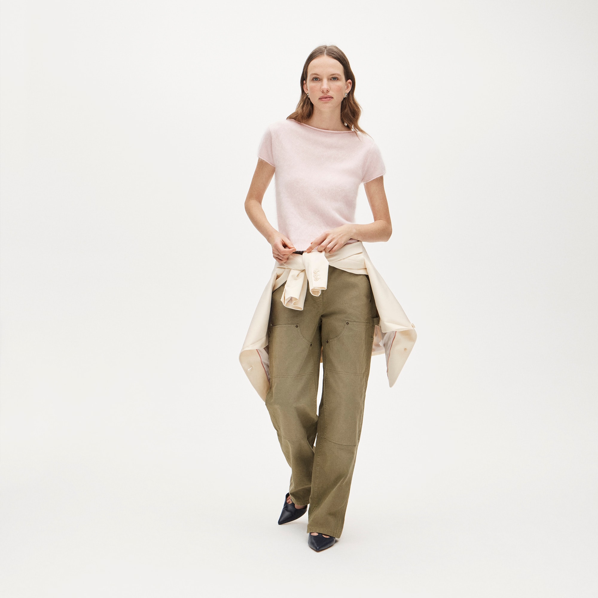 Brushed cashmere boatneck T-shirt
