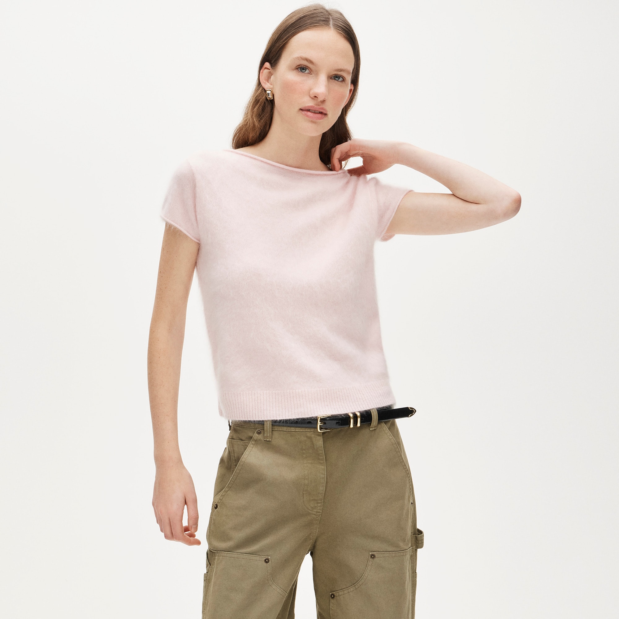 womens Brushed cashmere boatneck T-shirt
