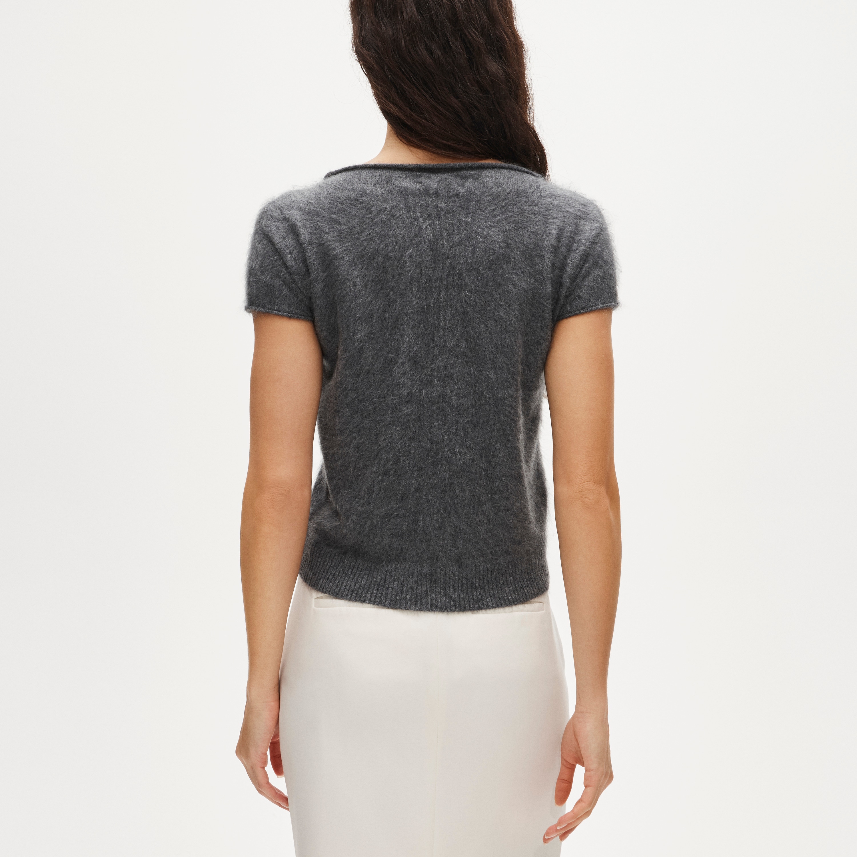 Brushed cashmere boatneck T-shirt