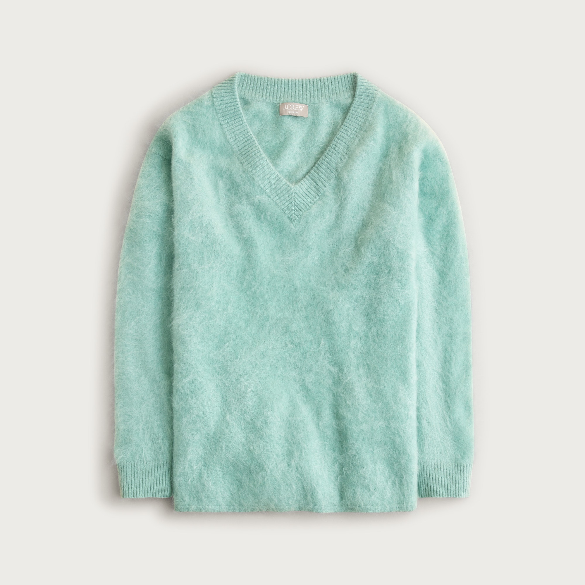 Brushed cashmere relaxed V-neck sweater
