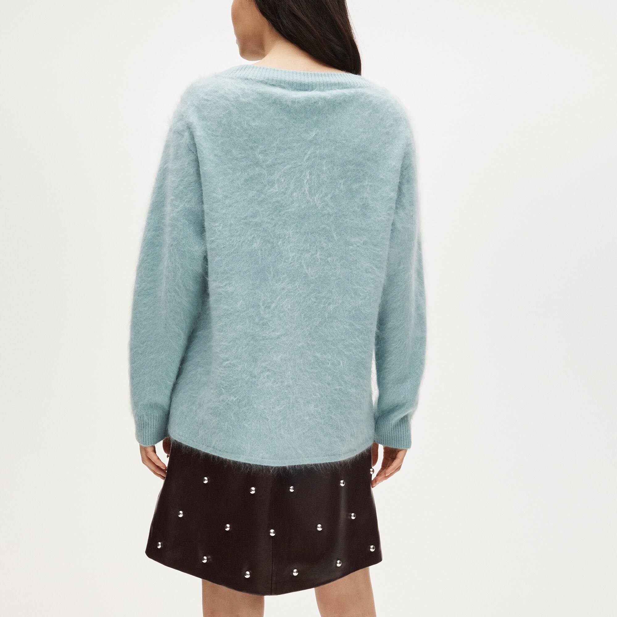 Brushed cashmere relaxed V-neck sweater