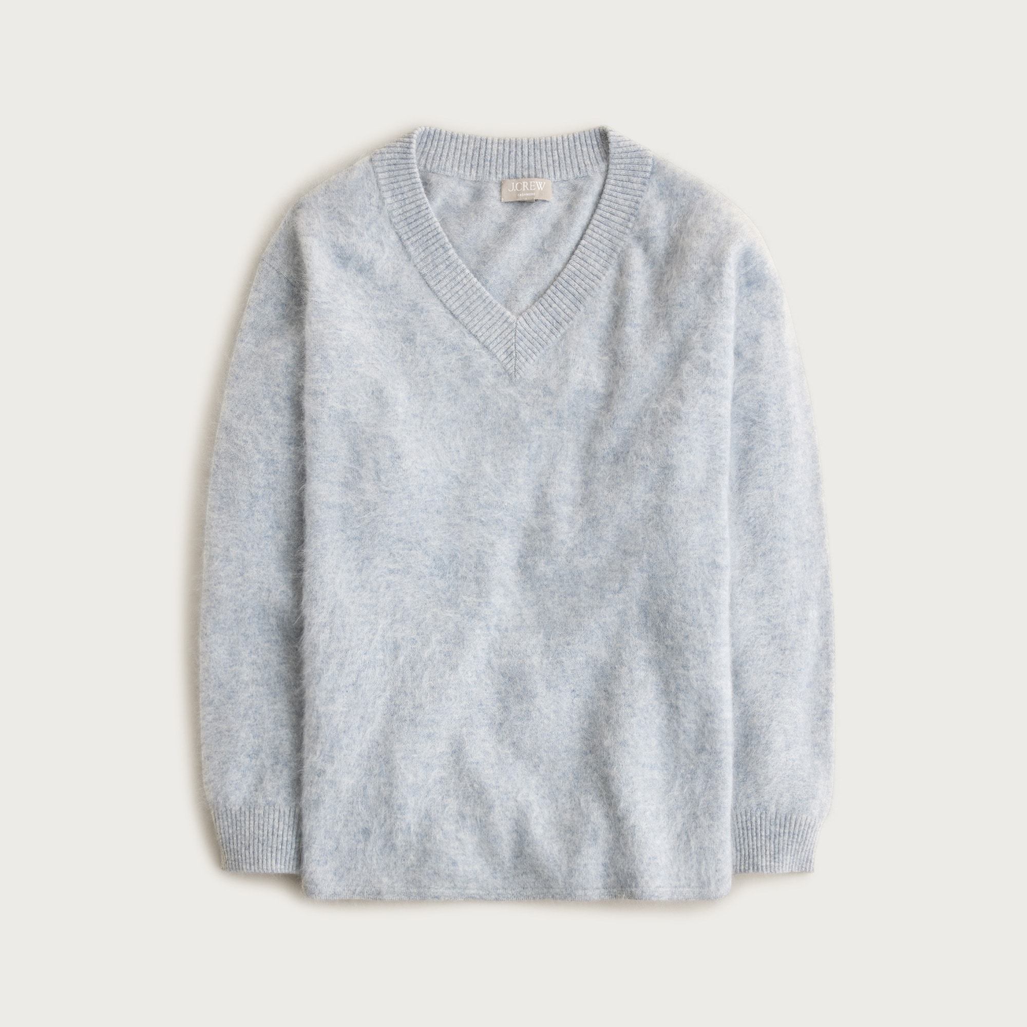 Brushed cashmere relaxed V-neck sweater