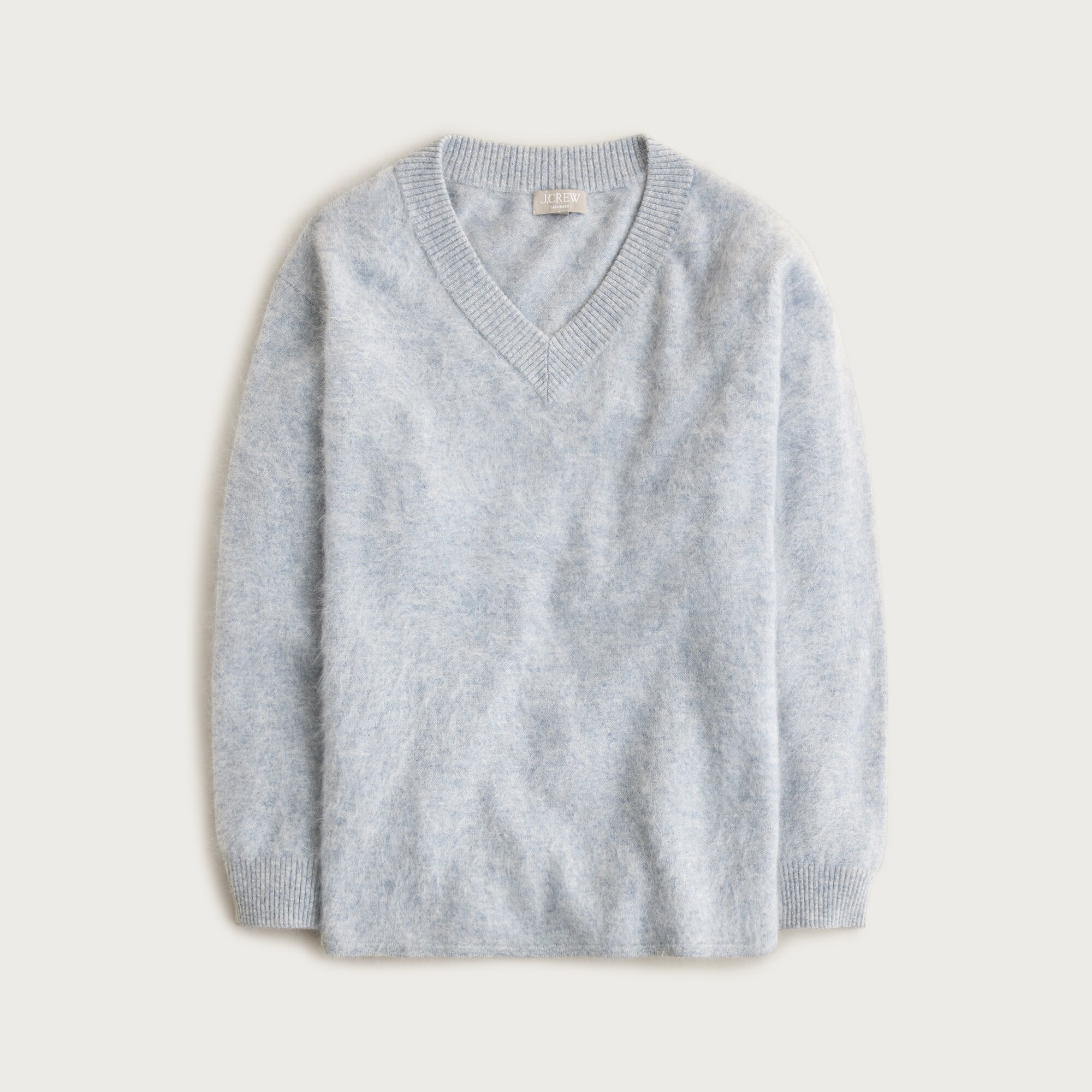 Brushed cashmere relaxed V-neck sweater