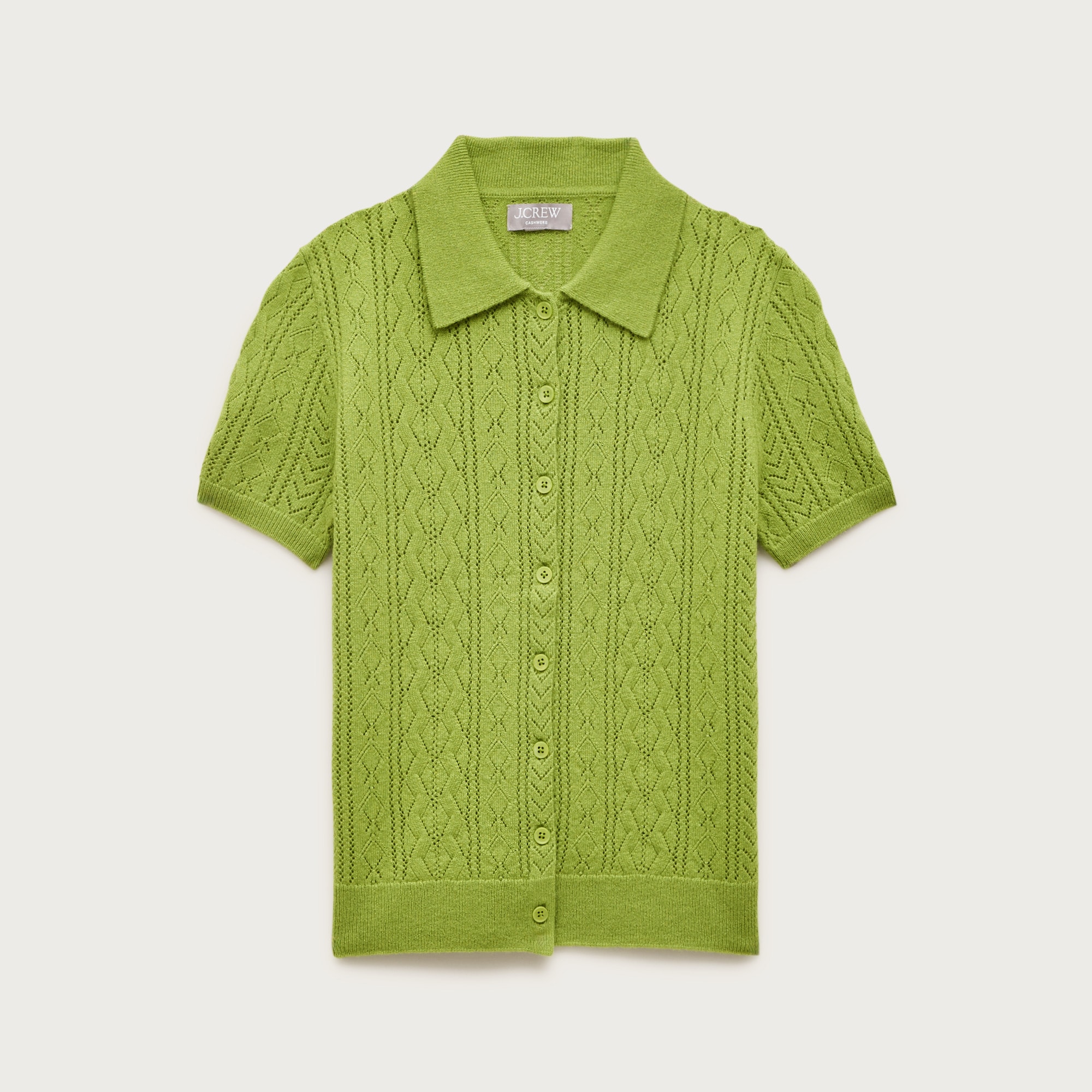 Cashmere Pointelle Button-up Short-sleeve Cardigan For Women | J.Crew