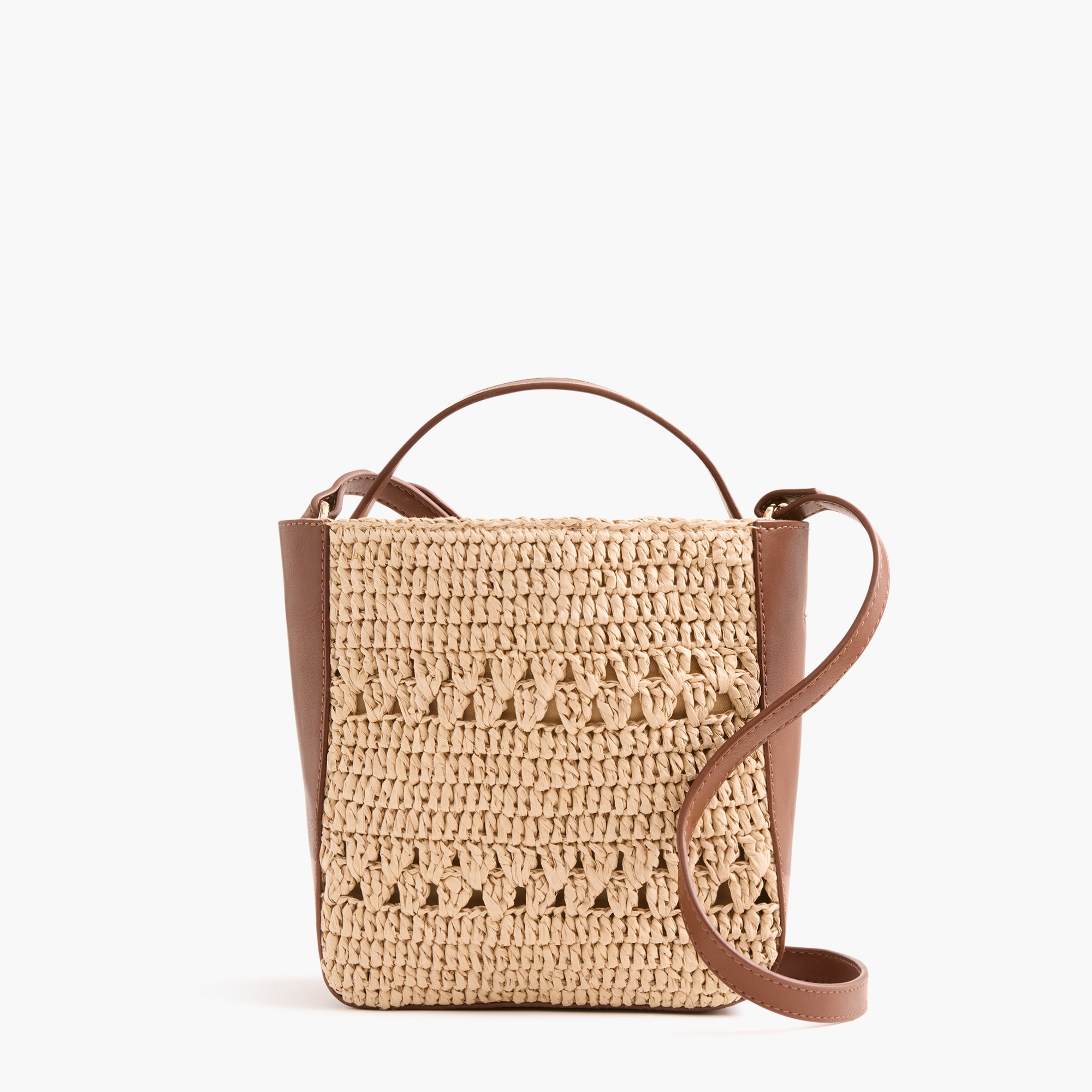 Woven crossbody mini tote bag
