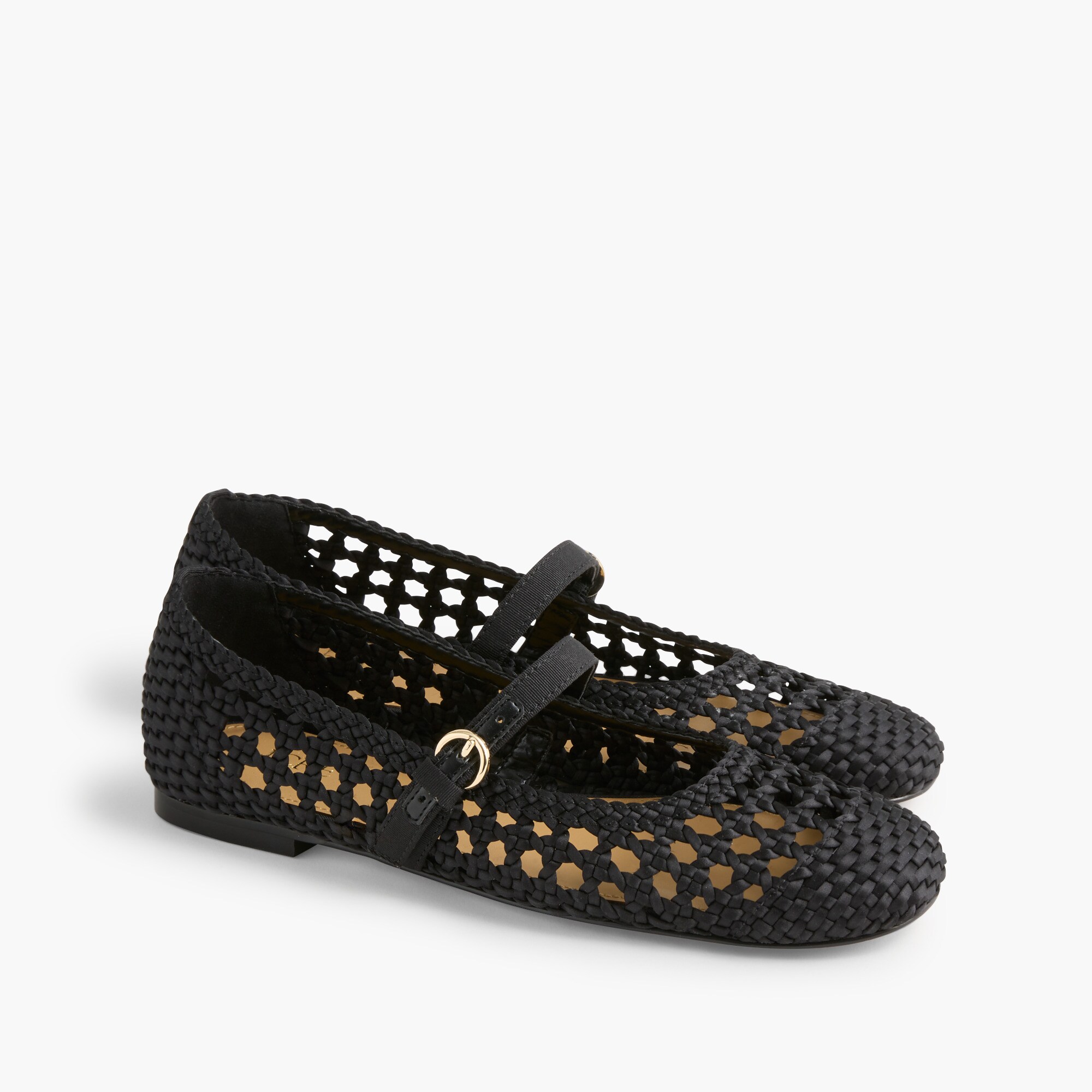 womens Satiny woven Mary Jane flats