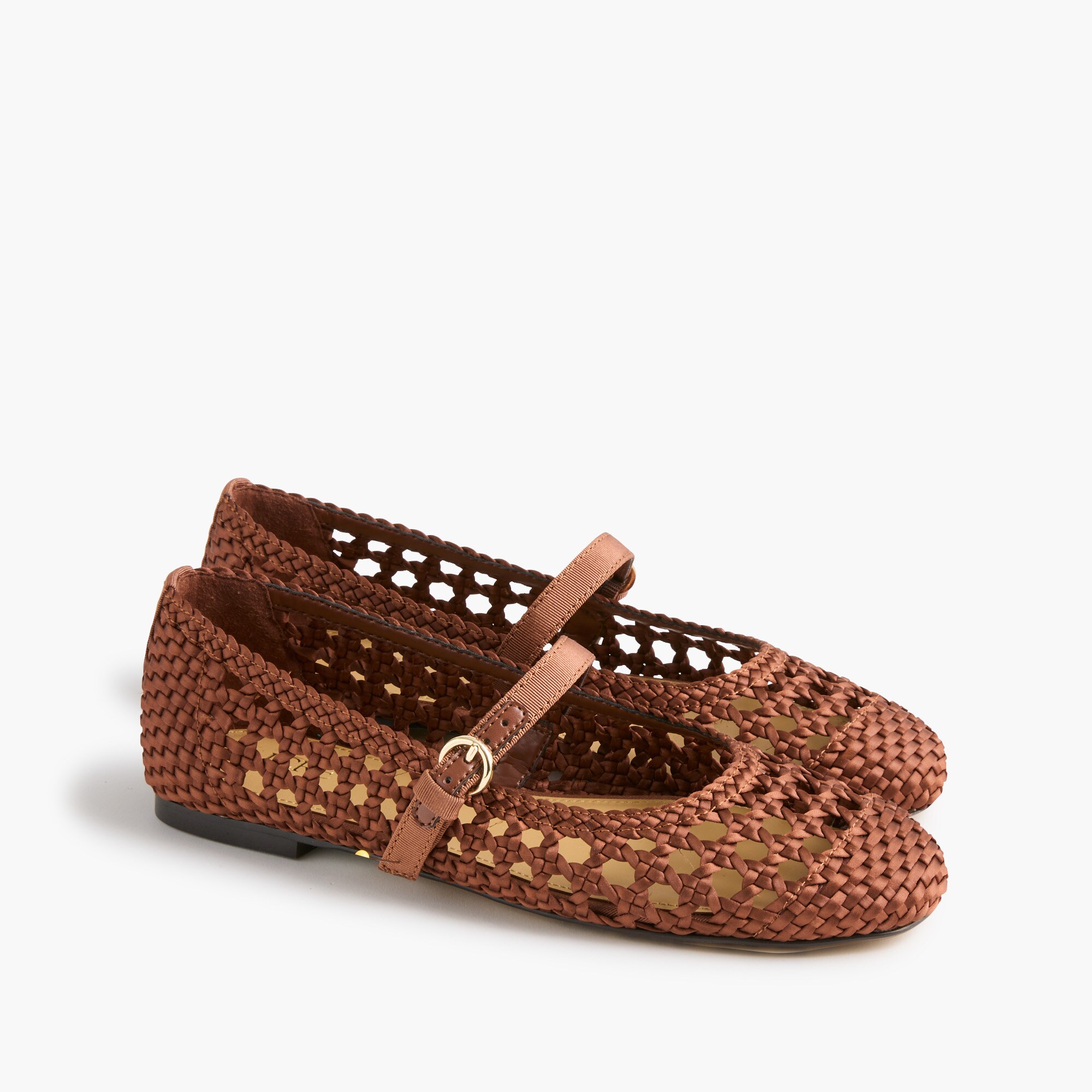 satiny woven mary jane flats for women
