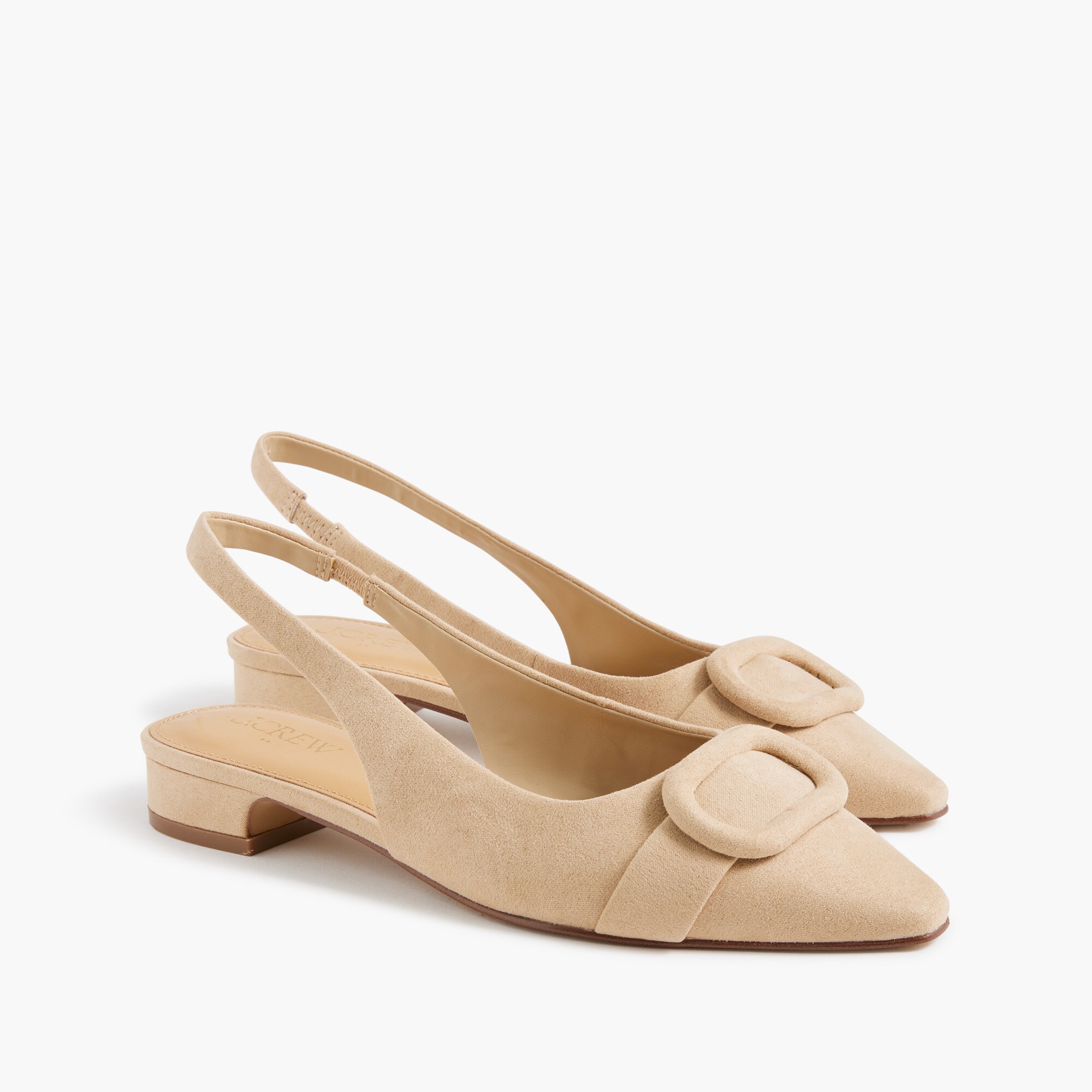 faux-suede buckle slingback flats for women