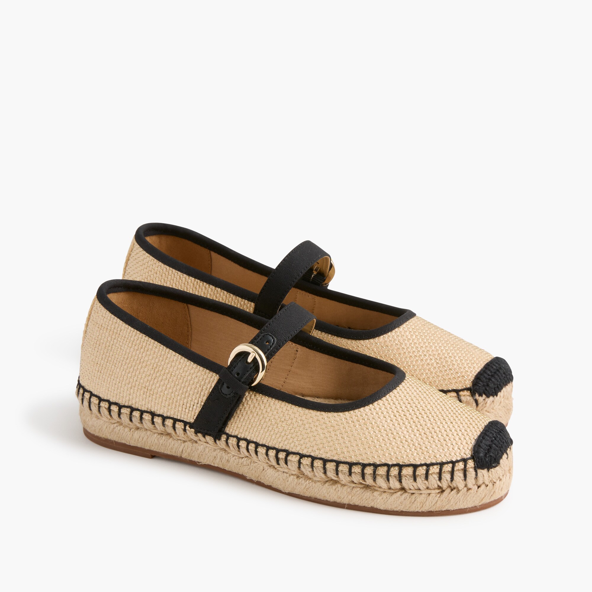 woven metallic espadrille mary janes for women