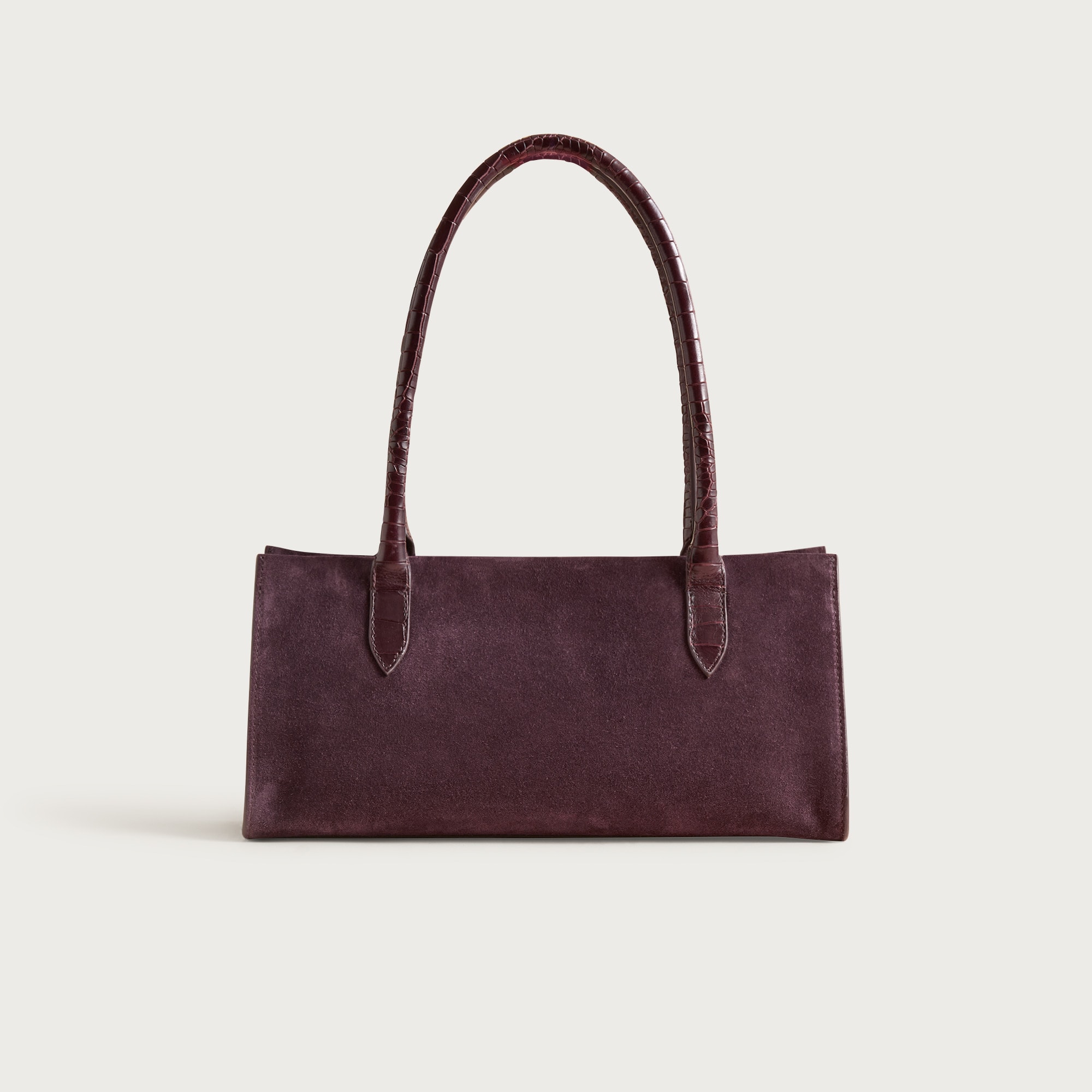  Berkeley structured shoulder bag in suede and croc-embossed leather