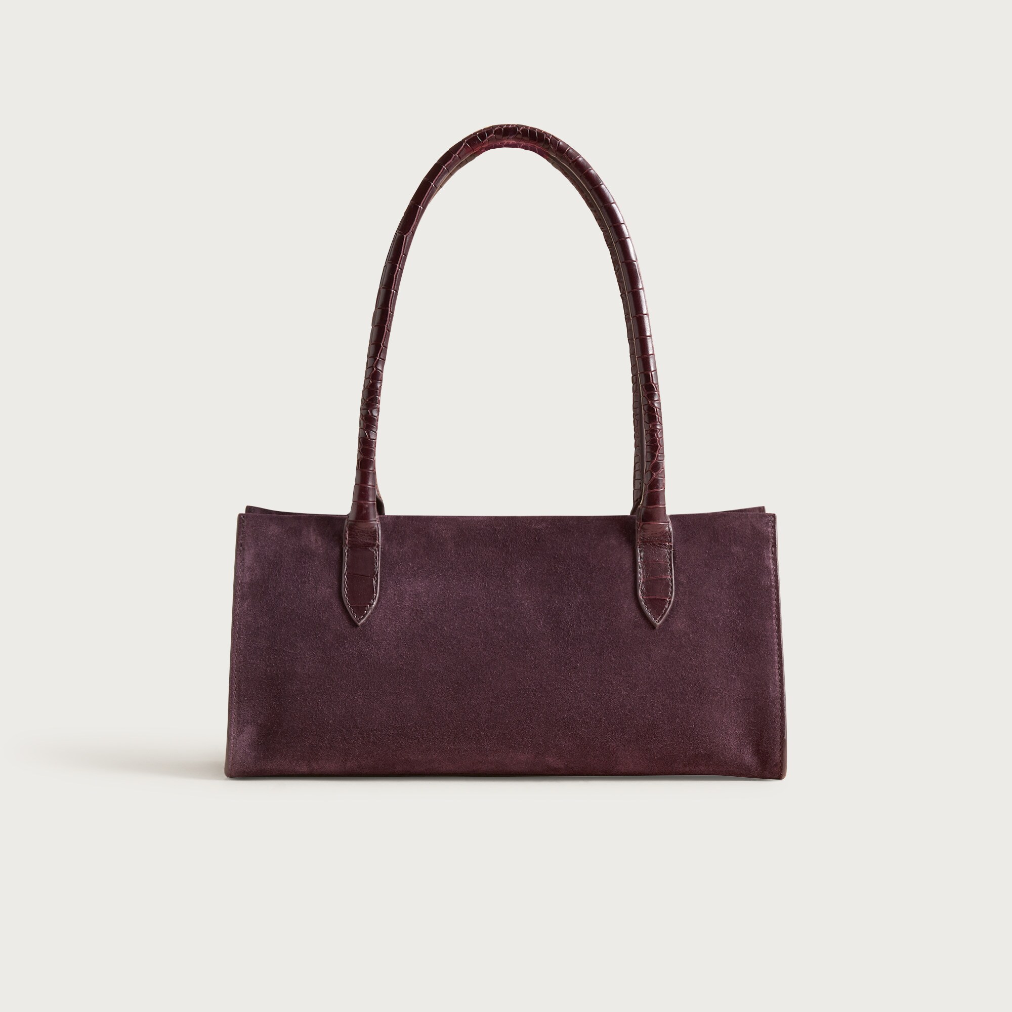 Berkeley structured shoulder bag in suede and croc-embossed leather