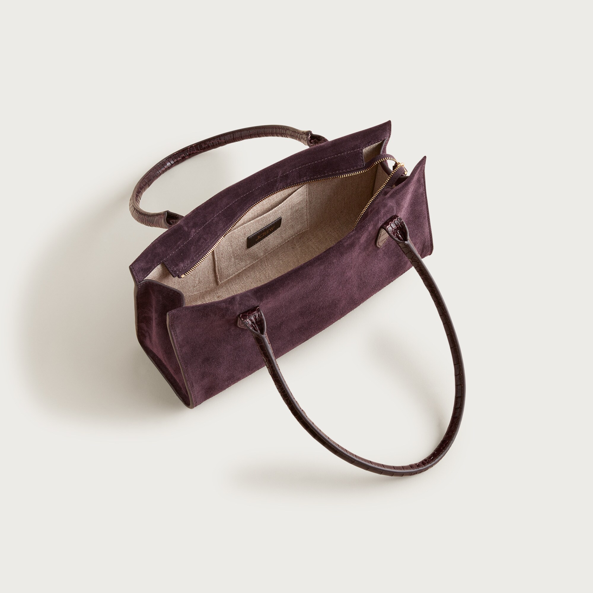 Berkeley structured shoulder bag in suede and croc-embossed leather
