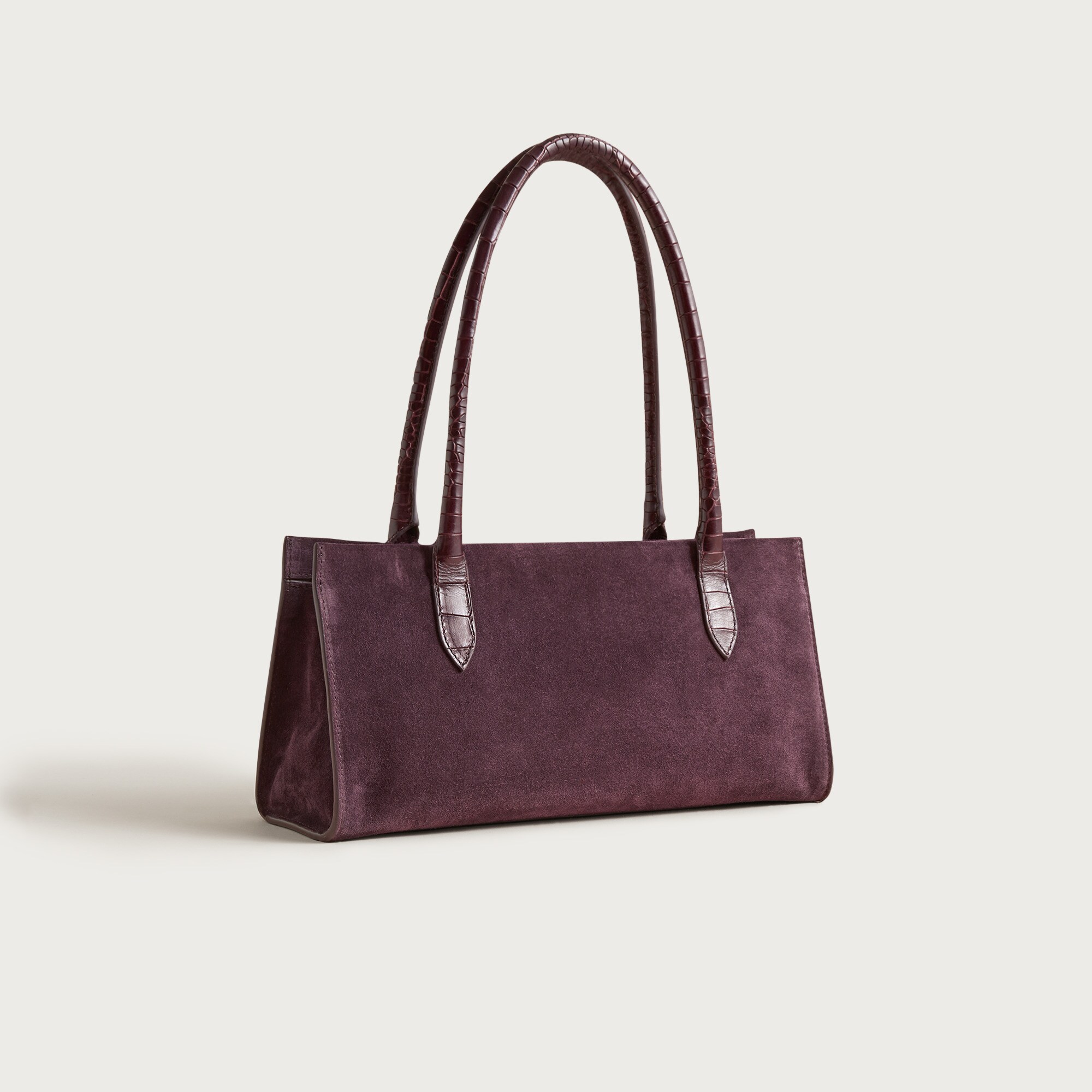Berkeley structured shoulder bag in suede and croc-embossed leather