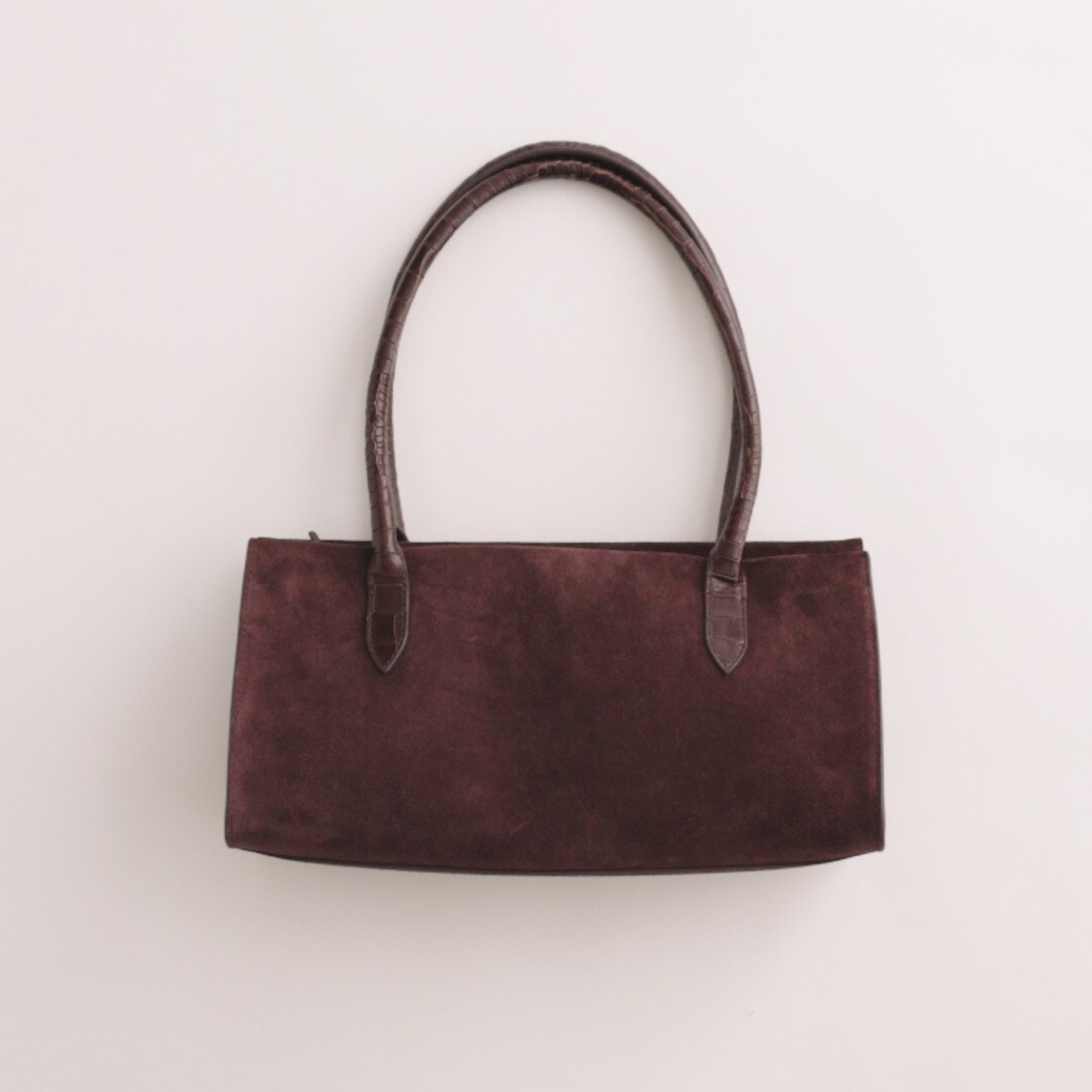 Berkeley structured shoulder bag in suede and croc-embossed leather