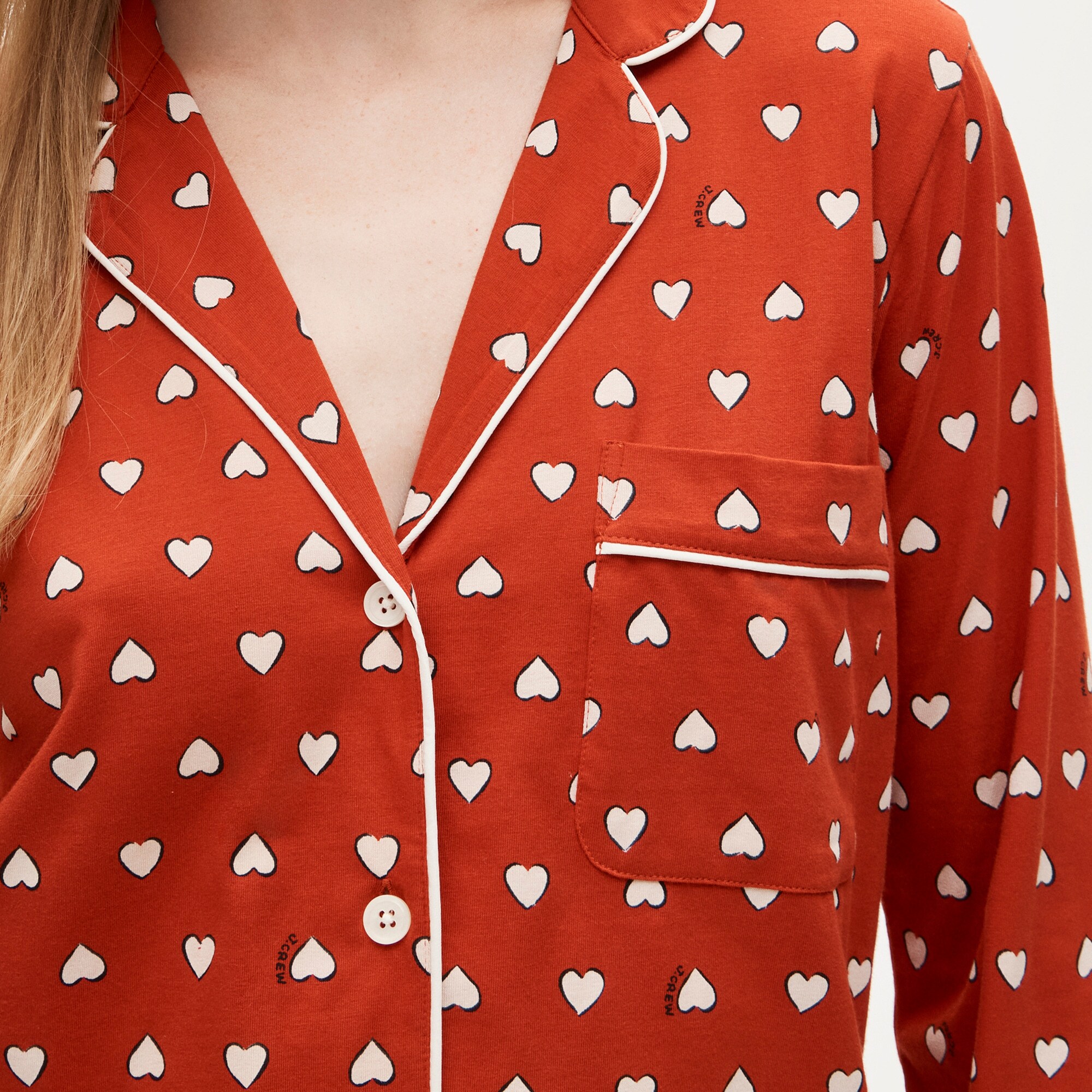Dreamy cotton-blend pajama pant set in heart print