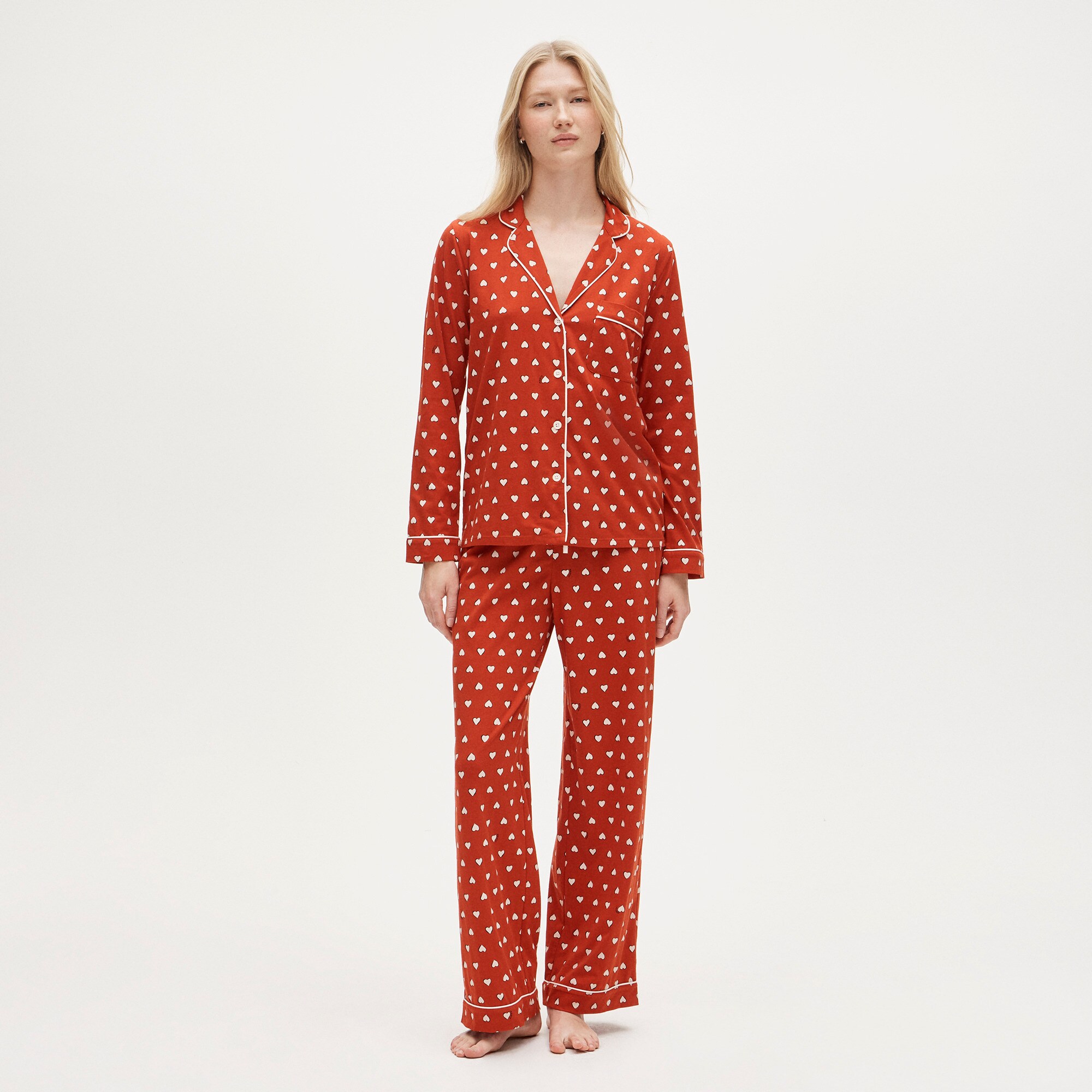  Dreamy cotton-blend pajama pant set in heart print