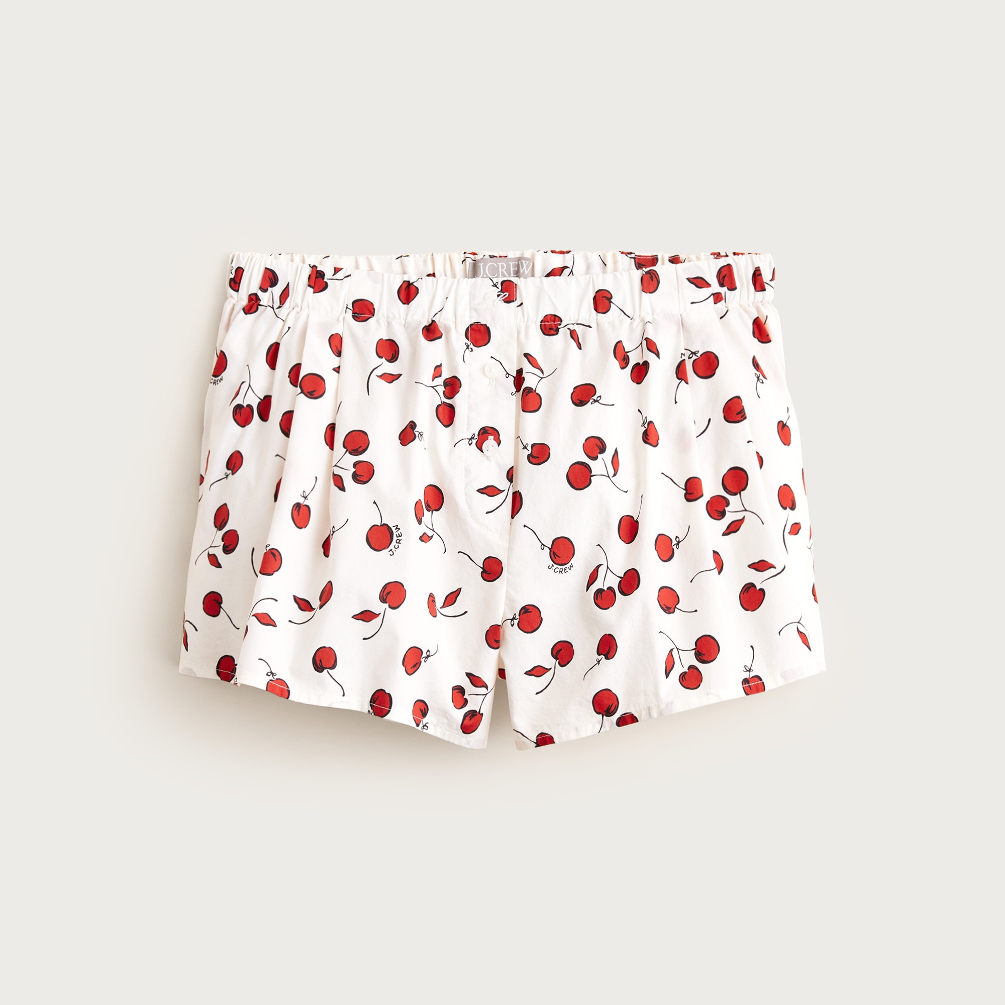 Cotton poplin boxer short in cherry print
