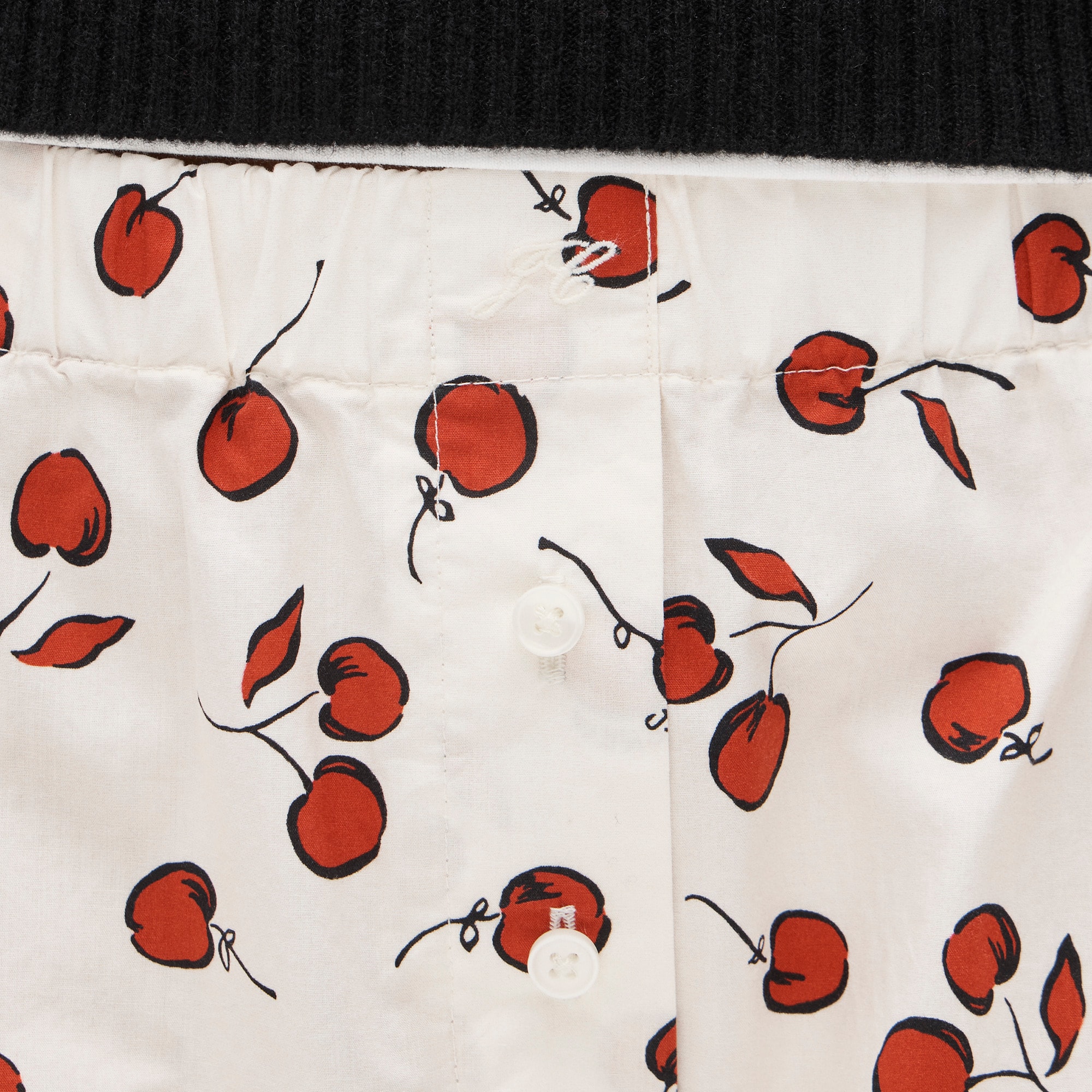 Cotton poplin boxer short in cherry print - image 3