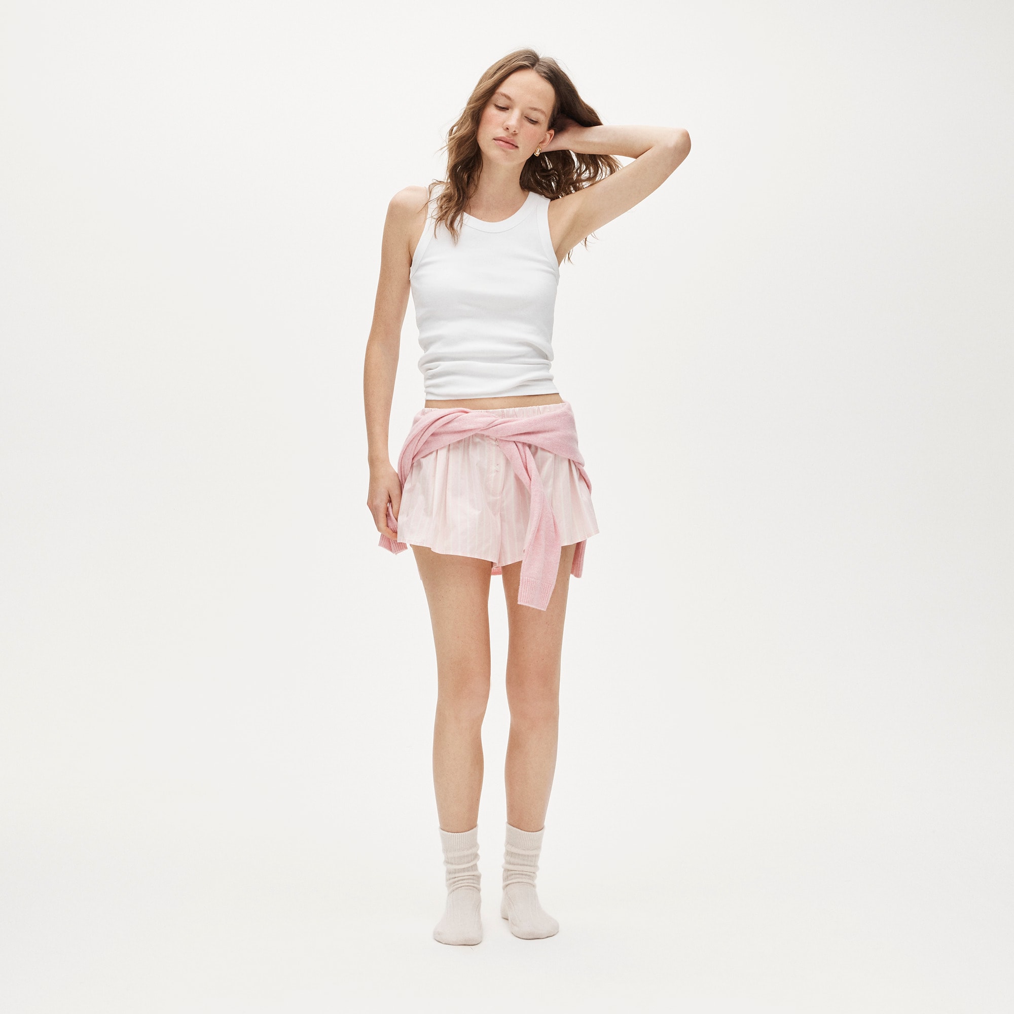 Cotton poplin boxer short in stripe - image 2