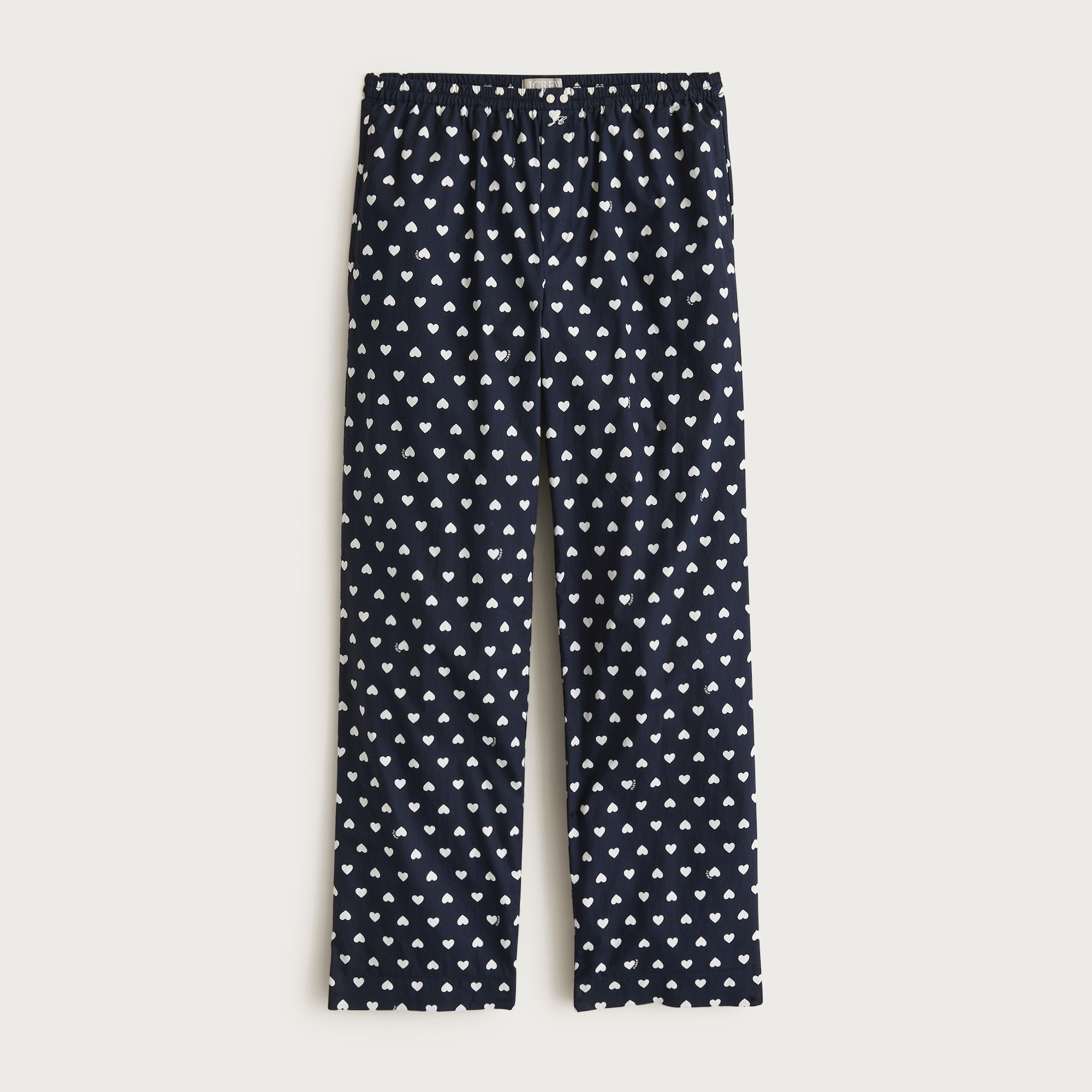  Cotton poplin pajama pant in heart print