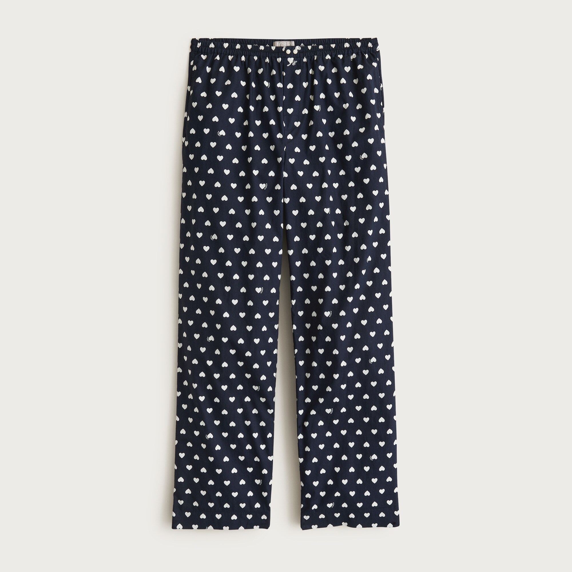 Cotton poplin pajama pant in heart print