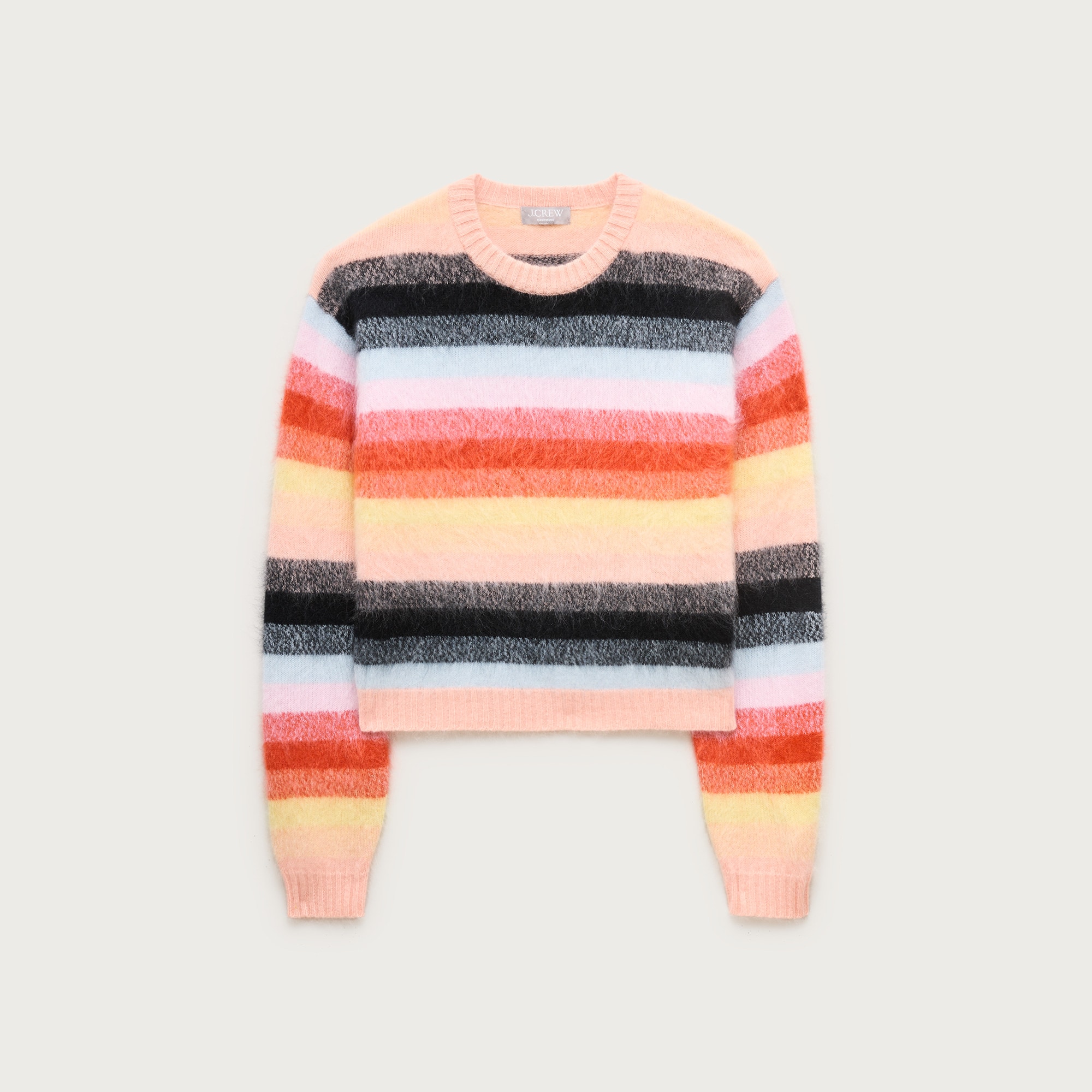 Perfect brushed cashmere crewneck sweater in stripe