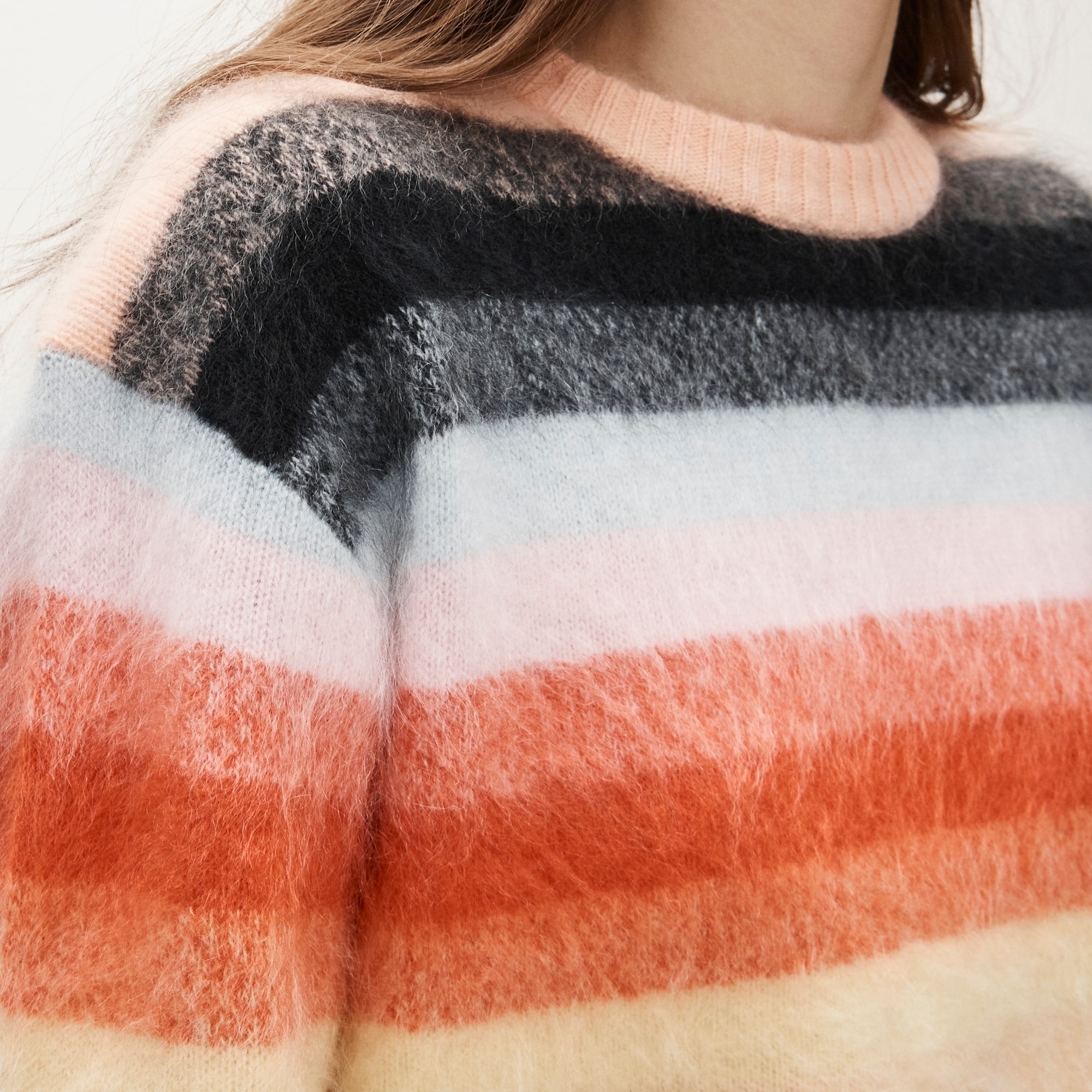 Perfect Brushed Cashmere Crewneck Sweater In Stripe For Women | J.Crew