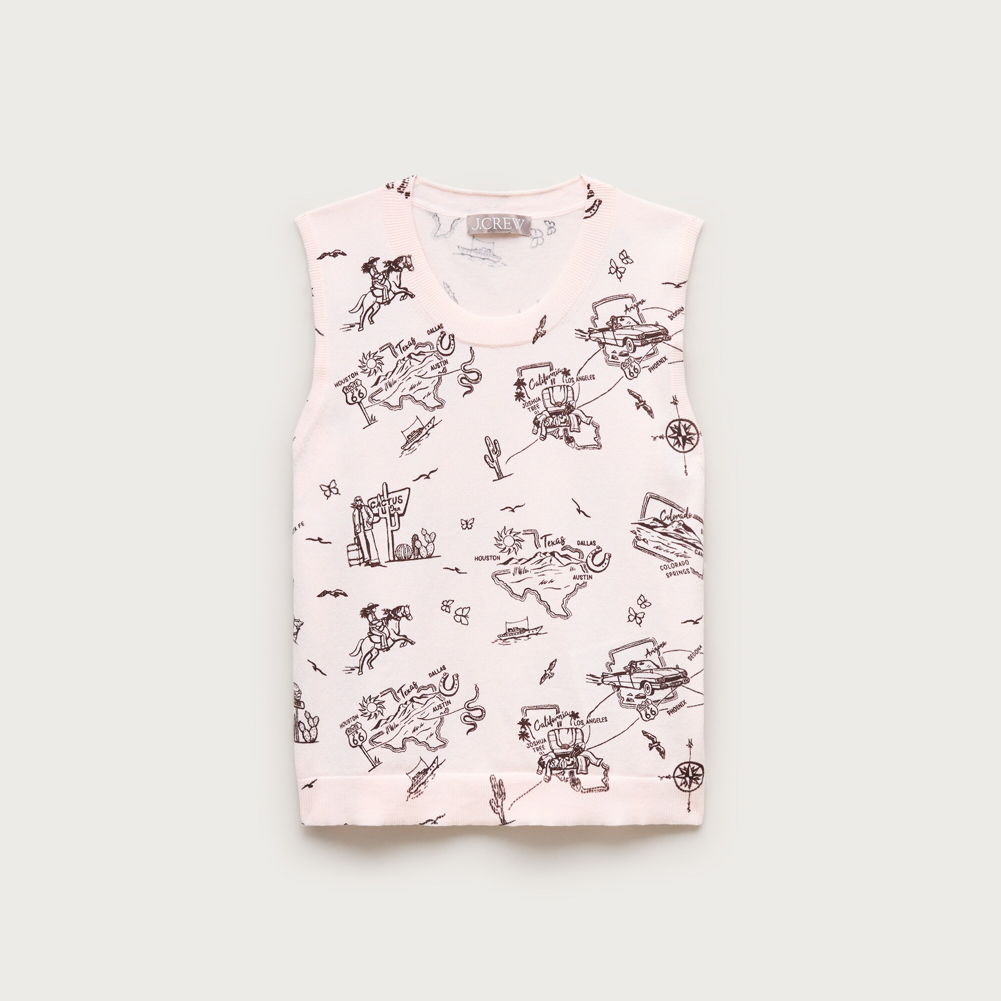 Jackie sweater shell in road trip&ndash;print premium ultra-fine cotton blend