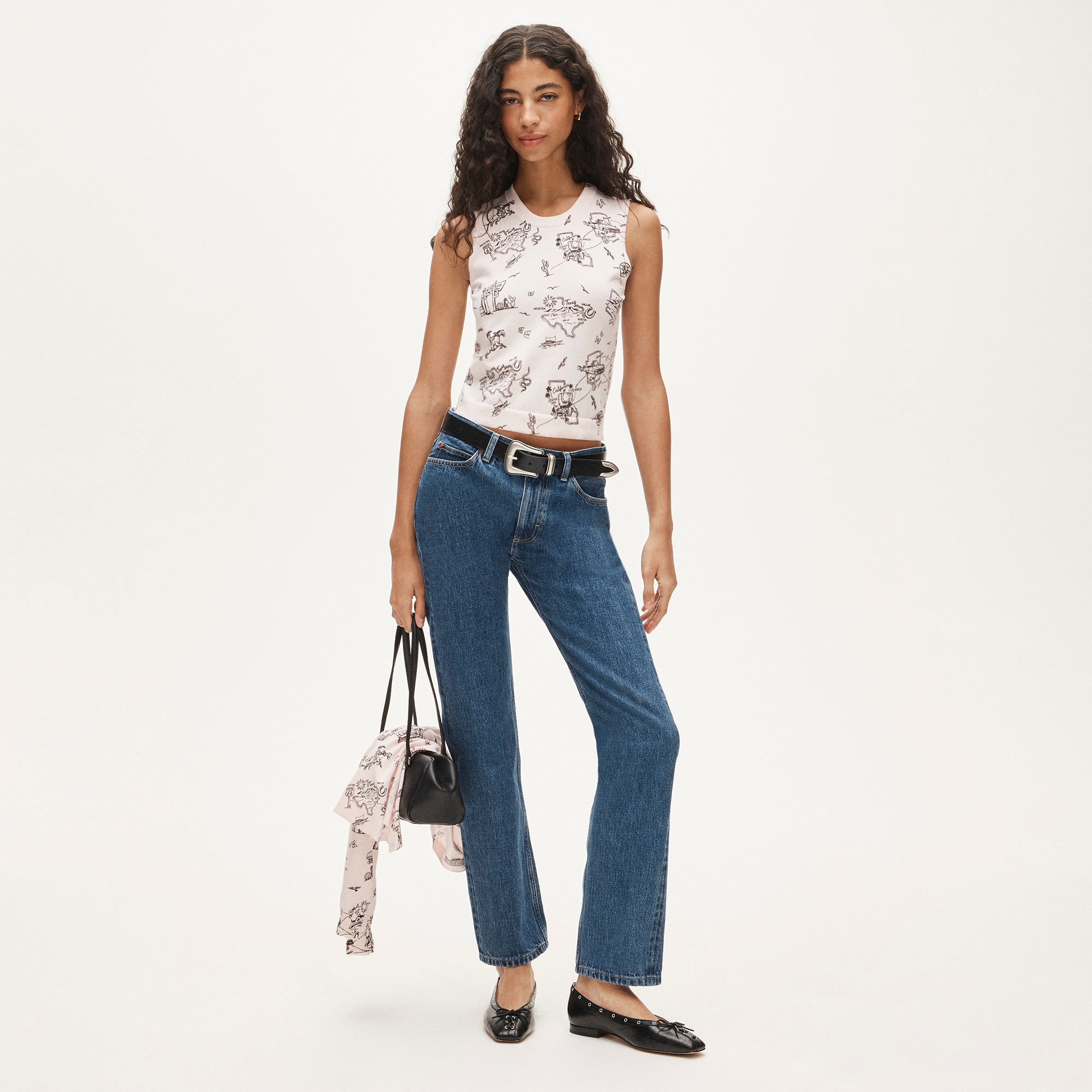 Jackie Sweater Shell In Road Trip–print Premium Ultra-fine