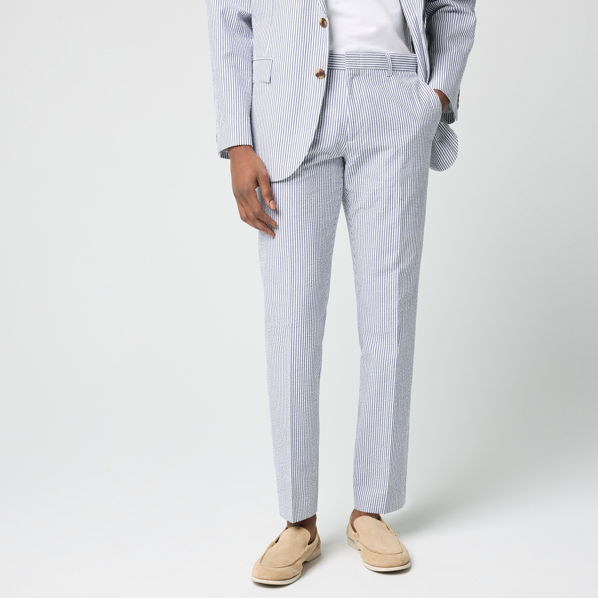 じゅん25ss SOSHIOTSUKI3TUCK WIDETROISERS Seersucker Suit Pant For Men | Factory