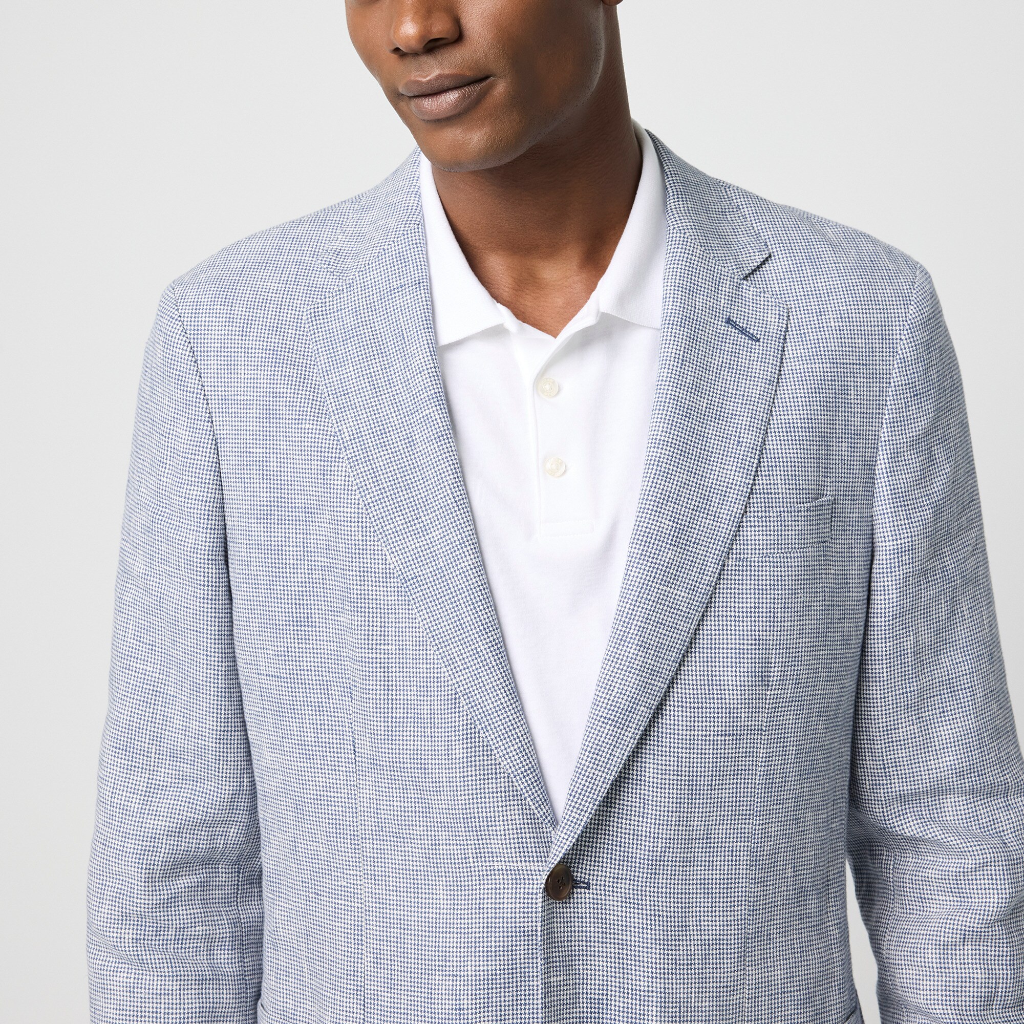 Houndstooth linen blazer