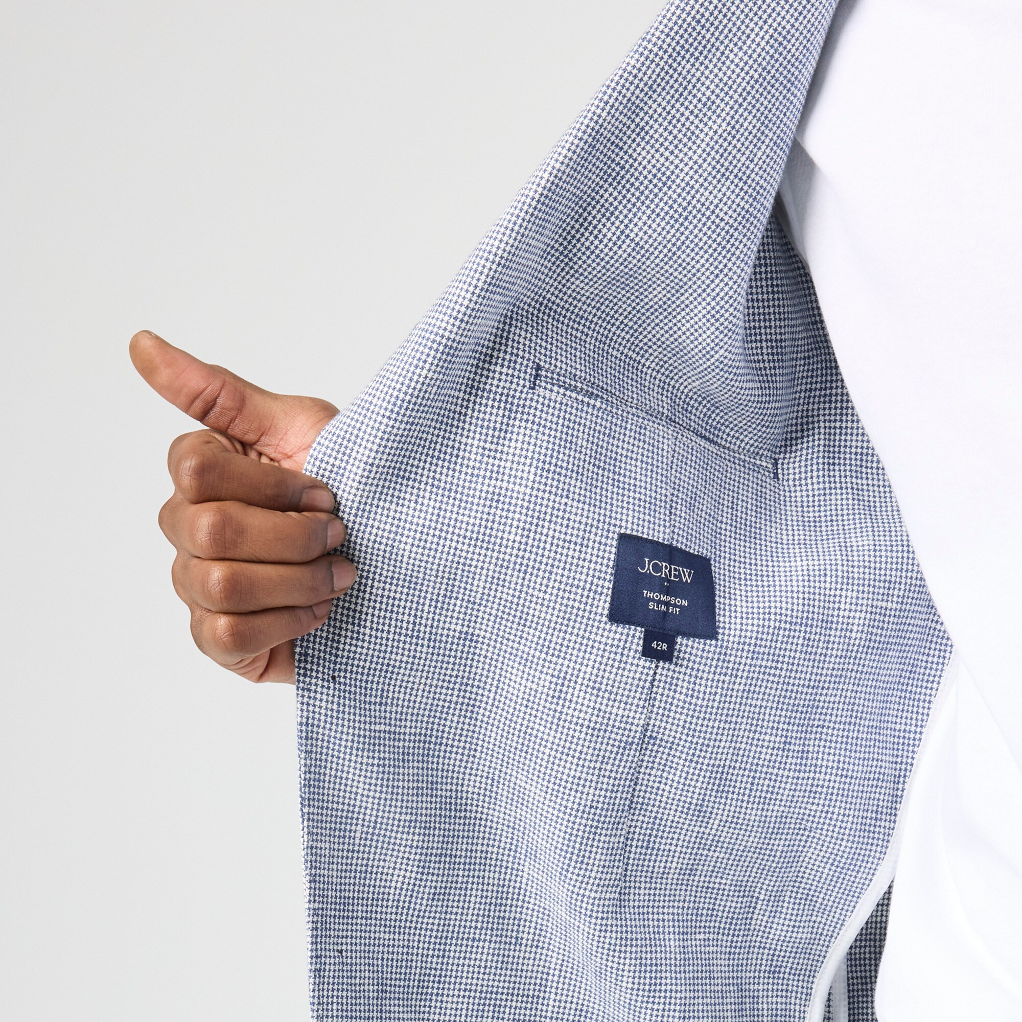 Houndstooth linen blazer