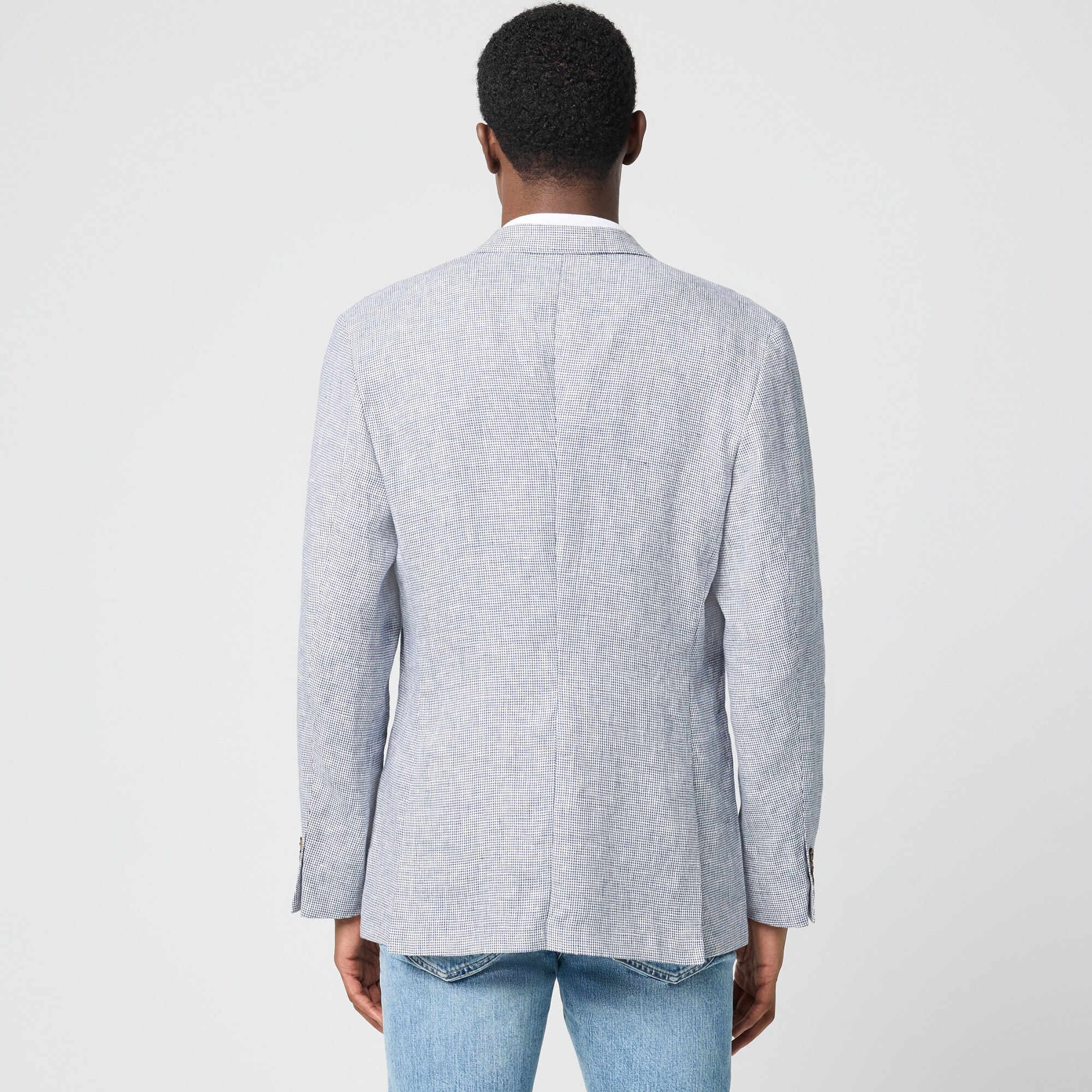 Houndstooth linen blazer