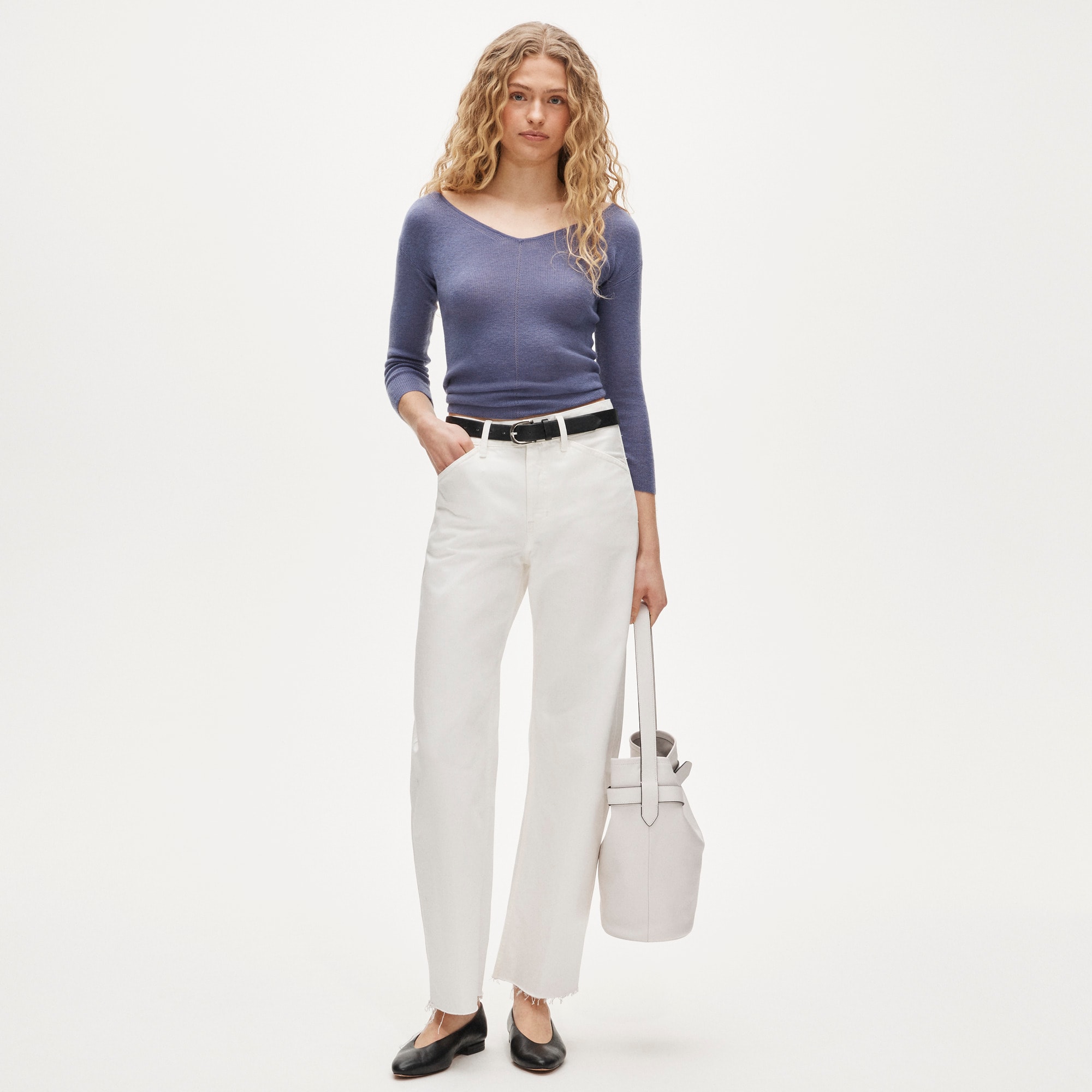 Featherweight cashmere wide V-neck sweater