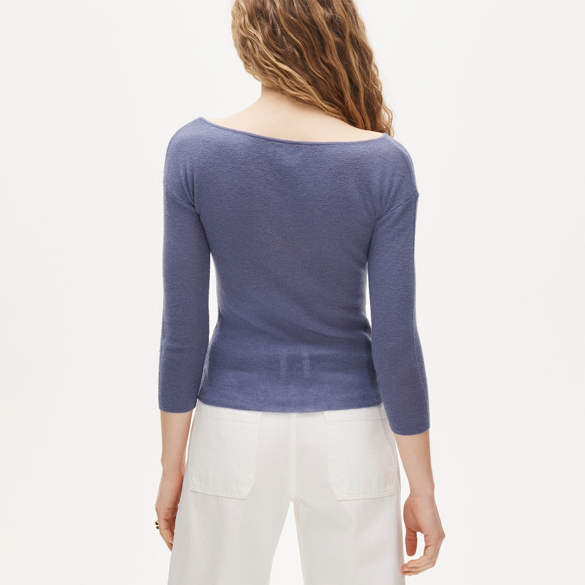 Featherweight cashmere wide V-neck sweater