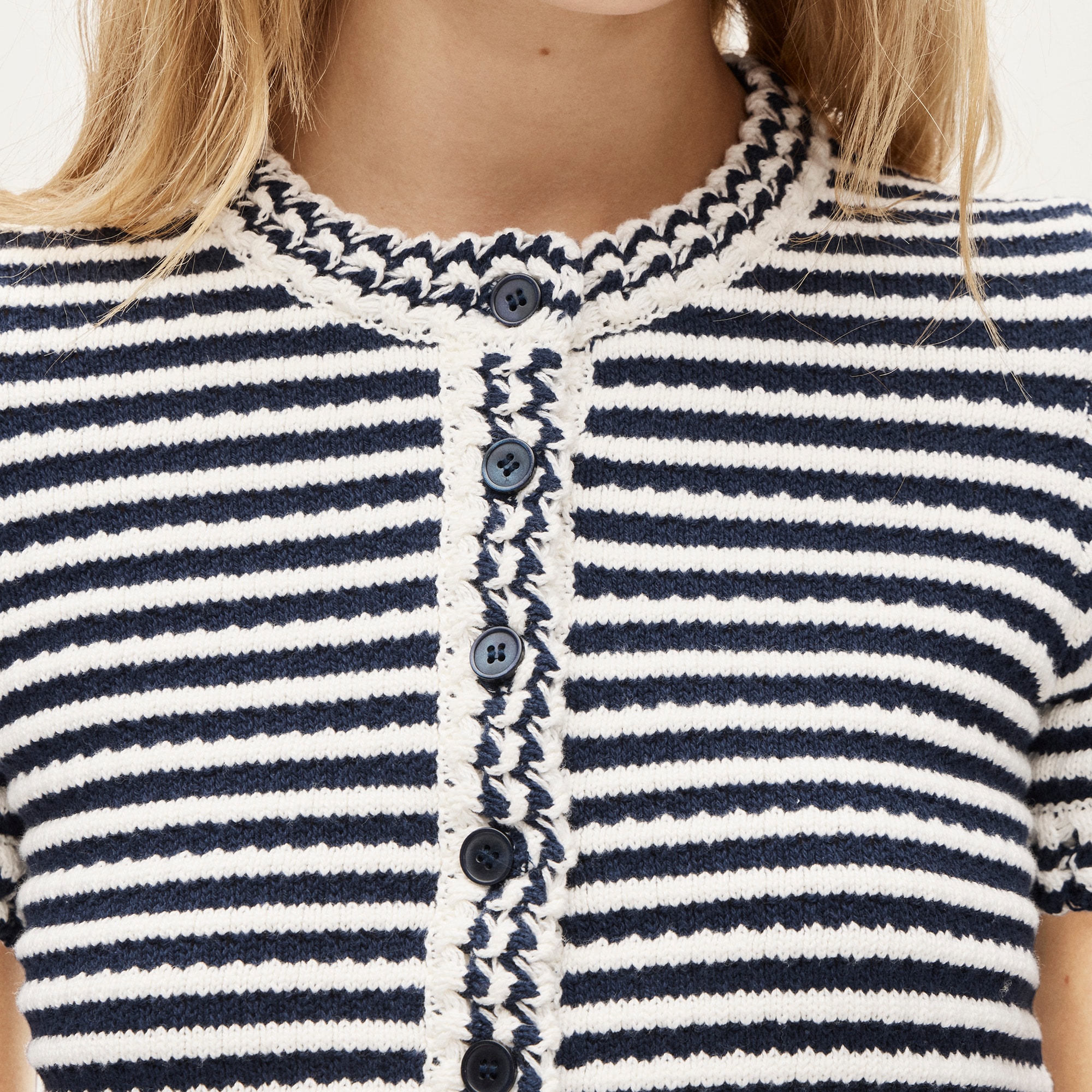 Crochet short-sleeve cardigan in stripe - image 4
