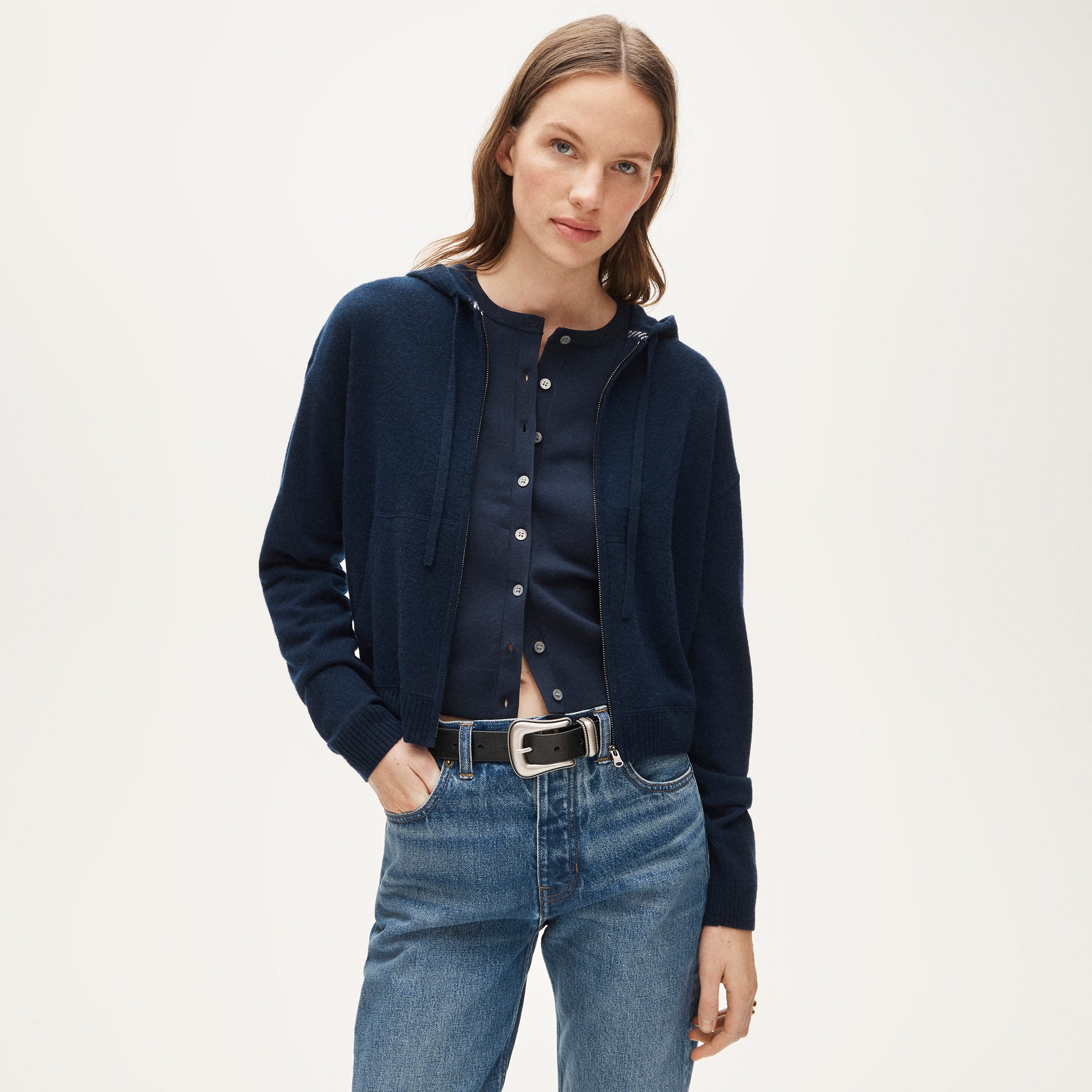 womens Cashmere full-zip hoodie