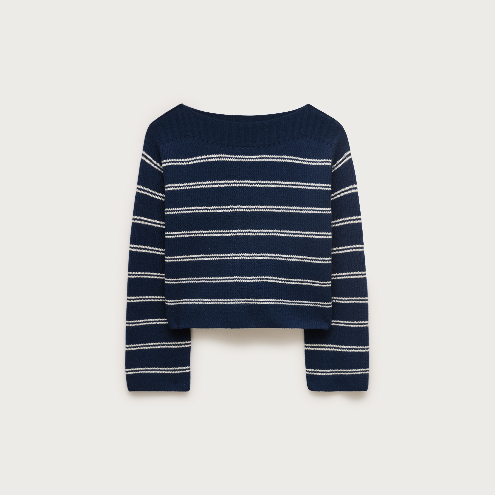 Cashmere wide-sleeve T-shirt in mariner stripe