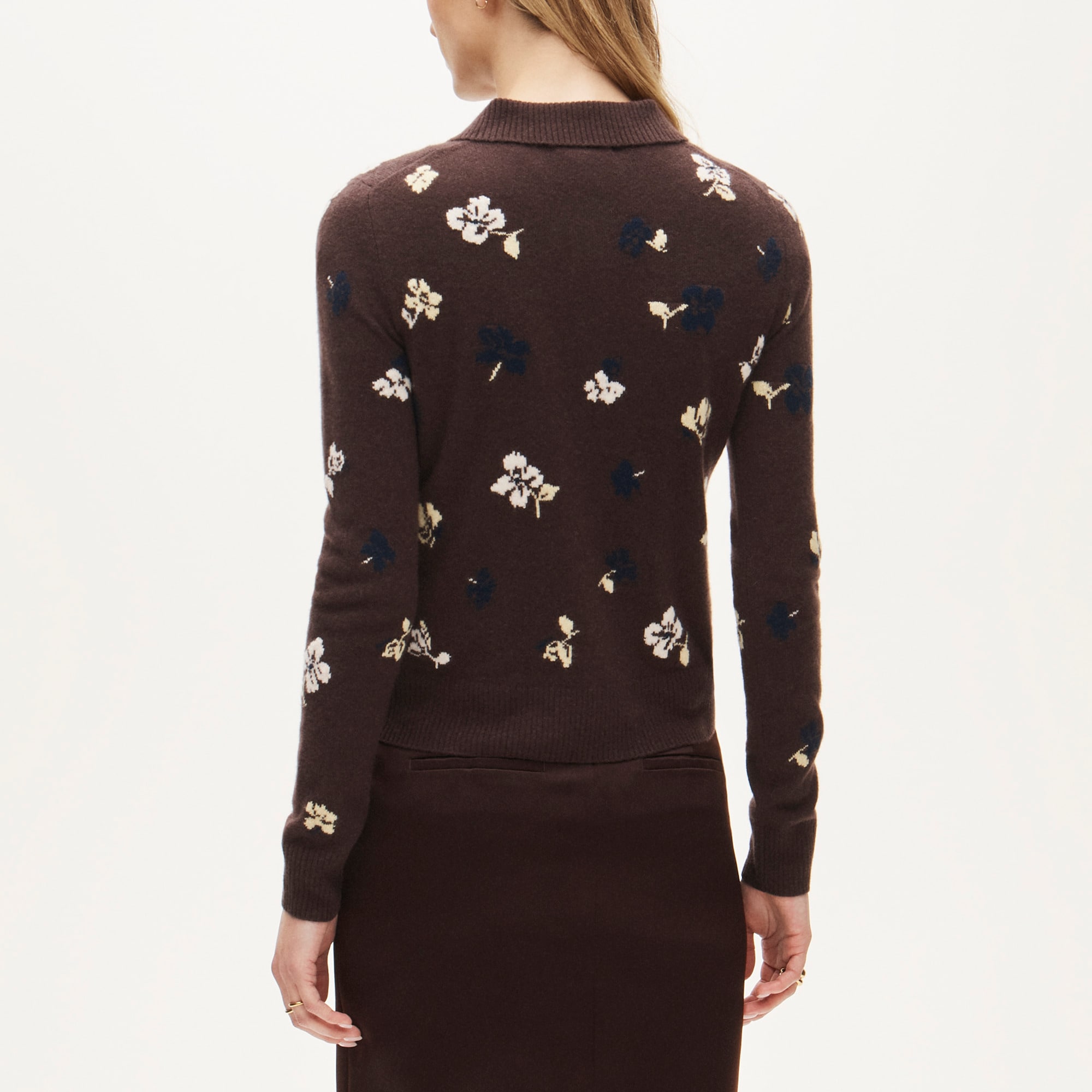 Cashmere Floral Jacquard Cardigan Sweater For Women | J.Crew