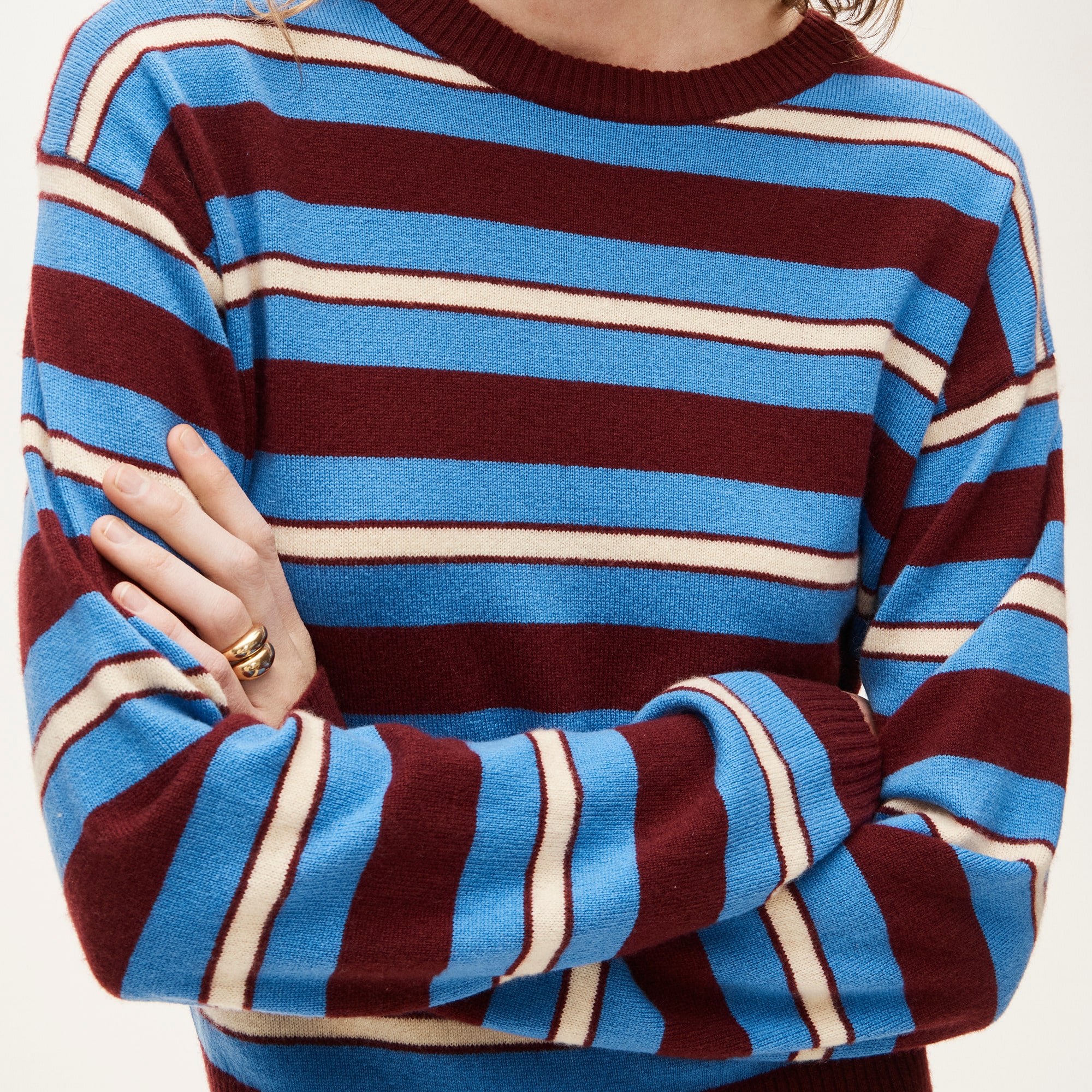 Perfect cashmere crewneck sweater in stripe - image 4