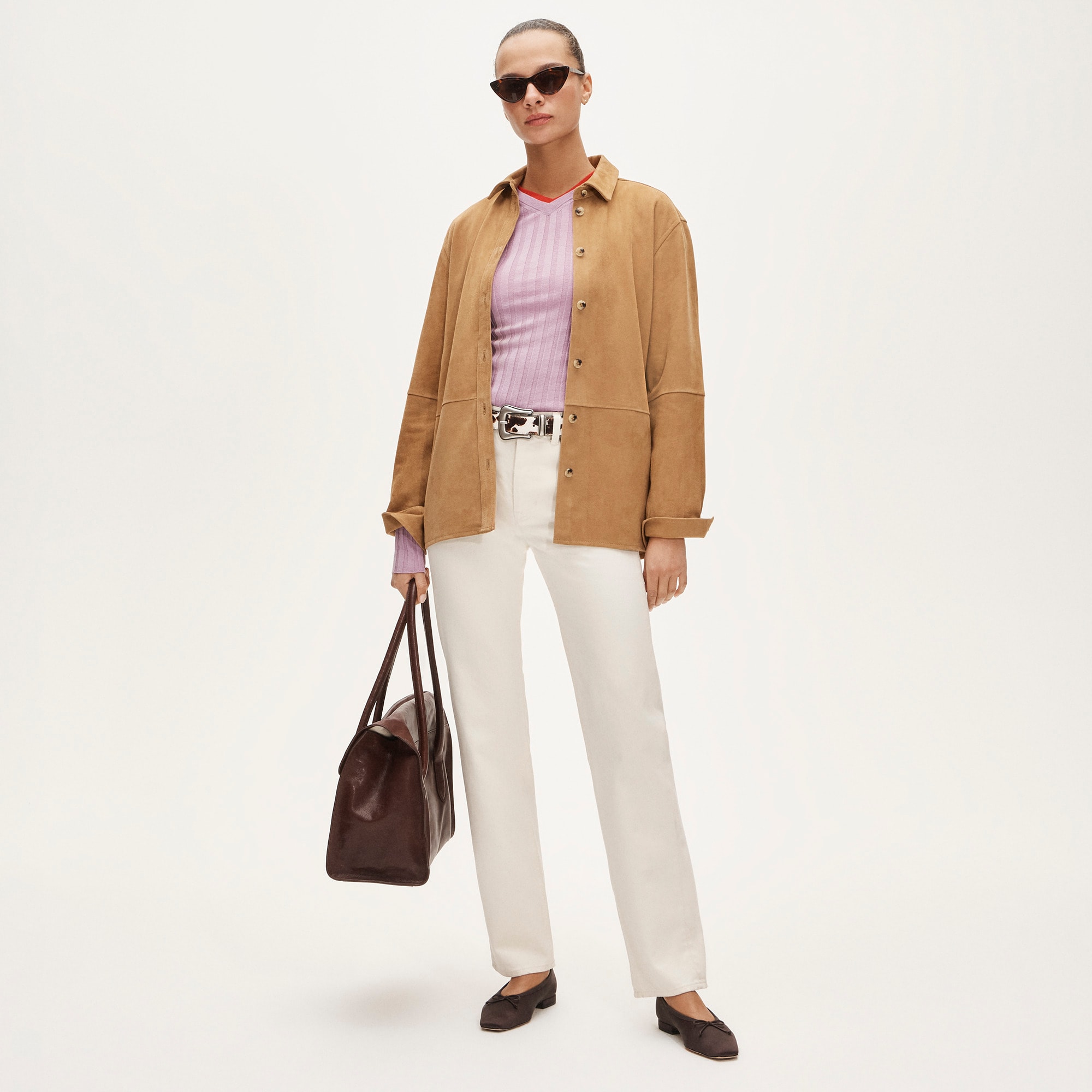 High V-neck wide-rib sweater in merino wool