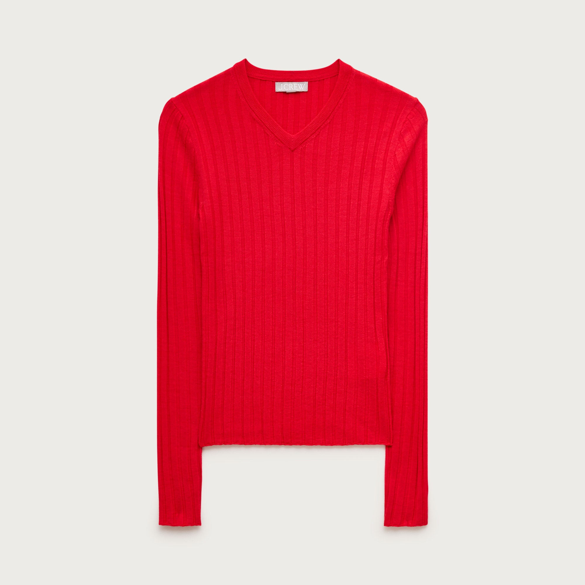 High V-neck wide-rib sweater in merino wool