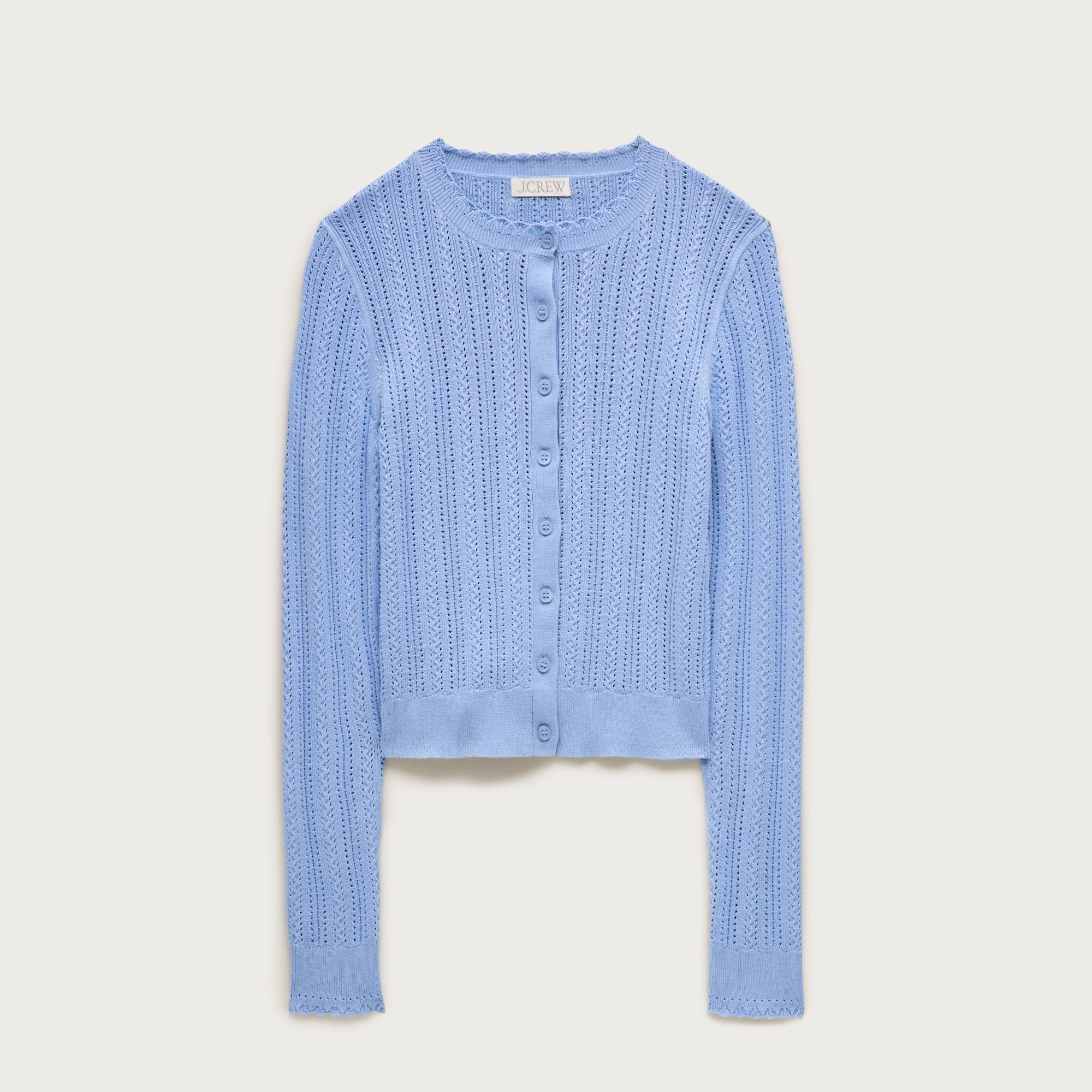 Jackie pointelle cardigan in premium ultra-fine cotton