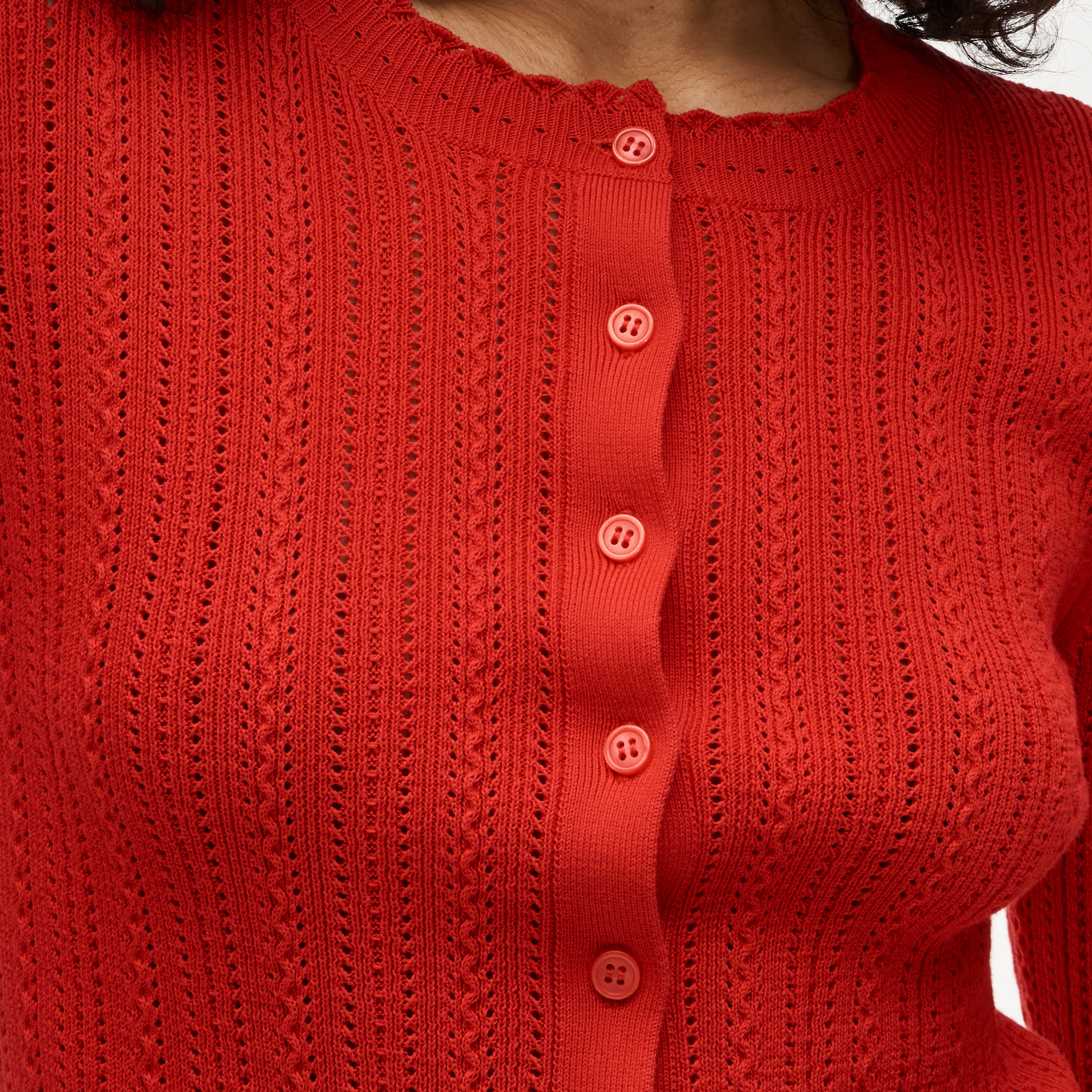 Jackie pointelle cardigan in premium ultra-fine cotton