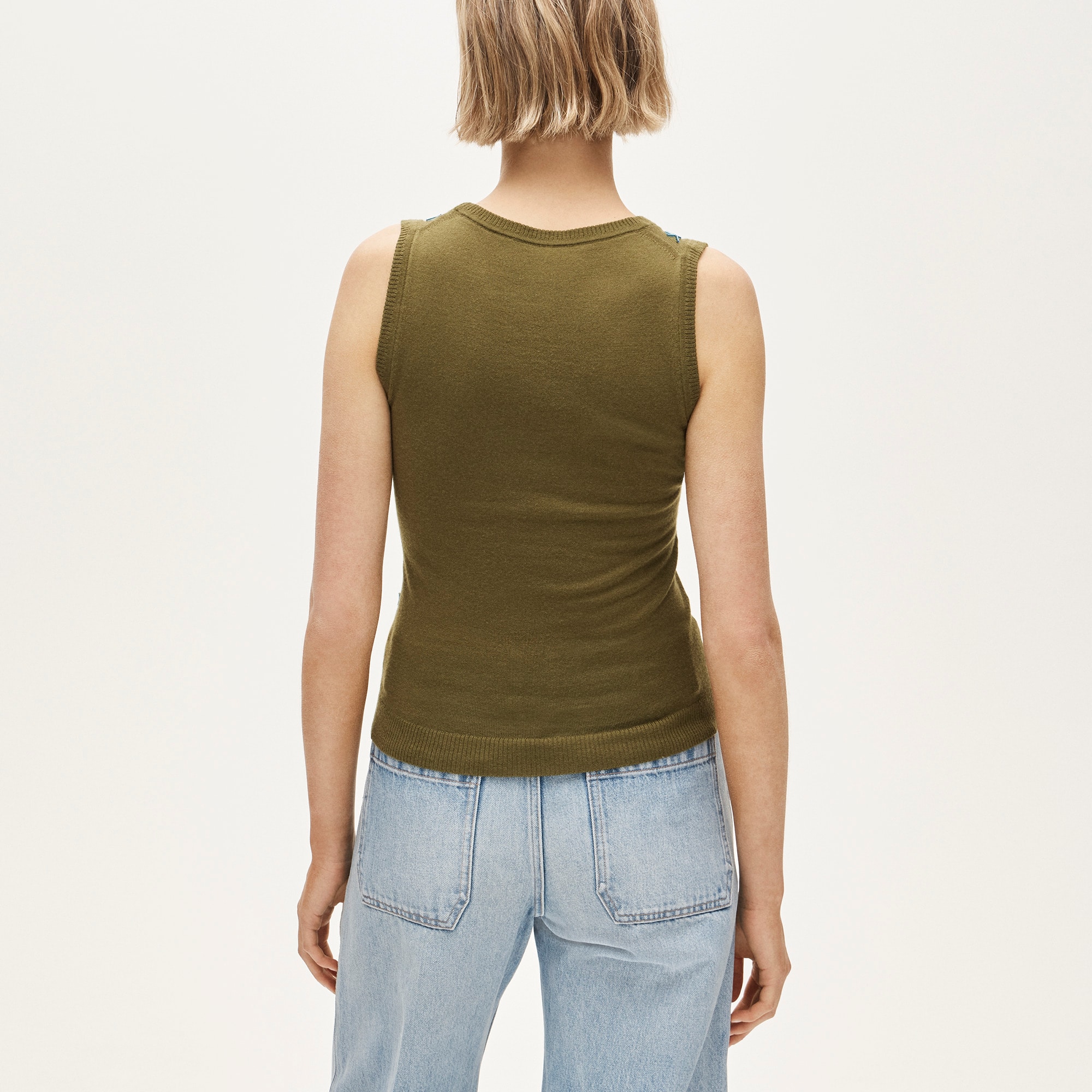 Scoopneck shell in merino wool with embellishments - image 5