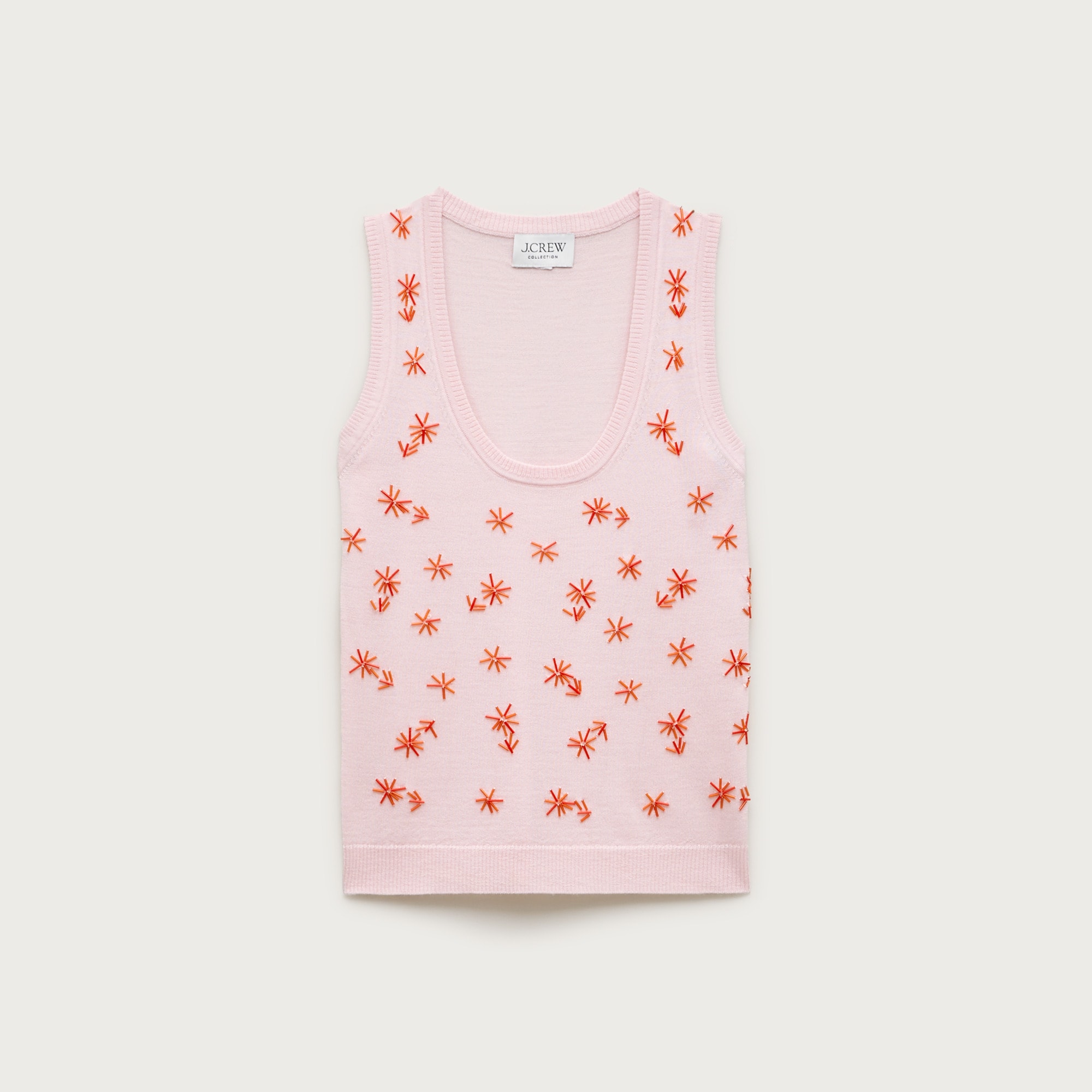  Scoopneck shell in merino wool with embellishments