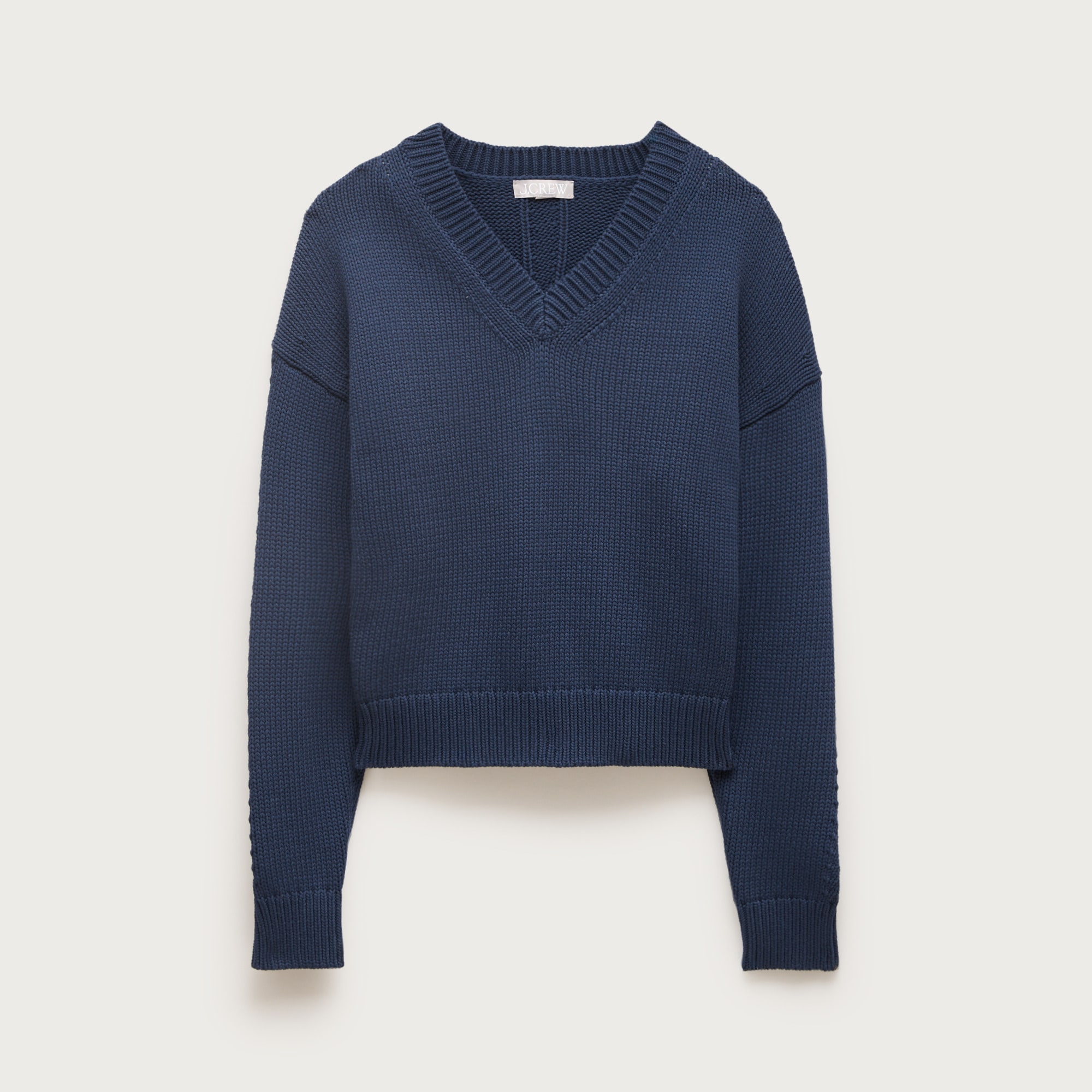 Cotton-blend V-neck pullover sweater